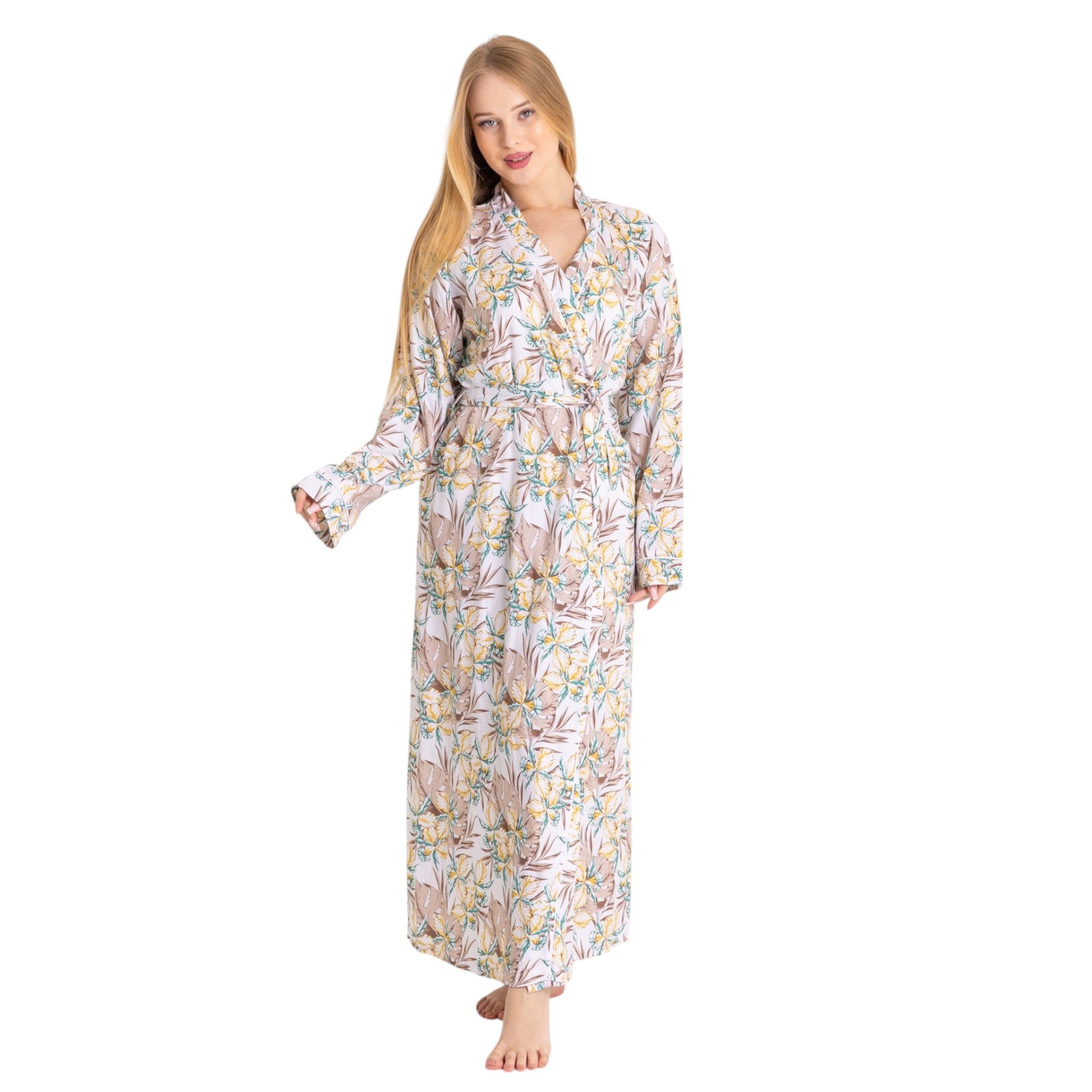 Tropical Printed Belted Robe