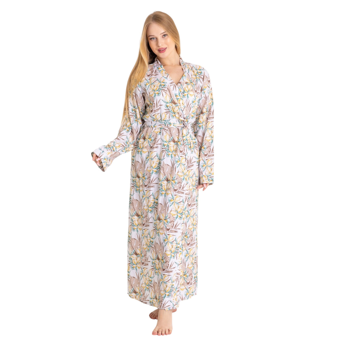 Tropical Printed Belted Robe