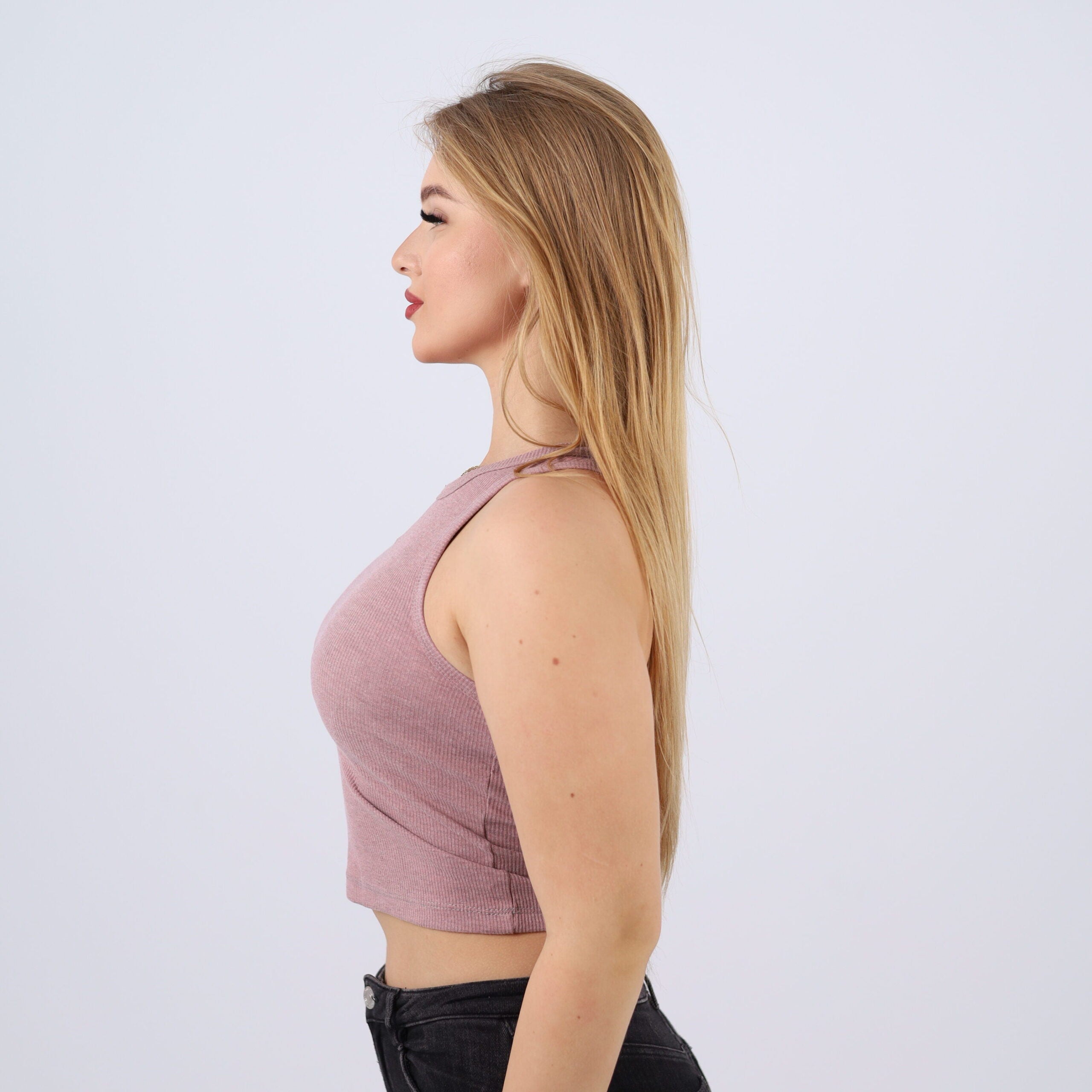 Cotton Ribbed Sleeveless Crop Top – Casual Fitted Tank for Women
