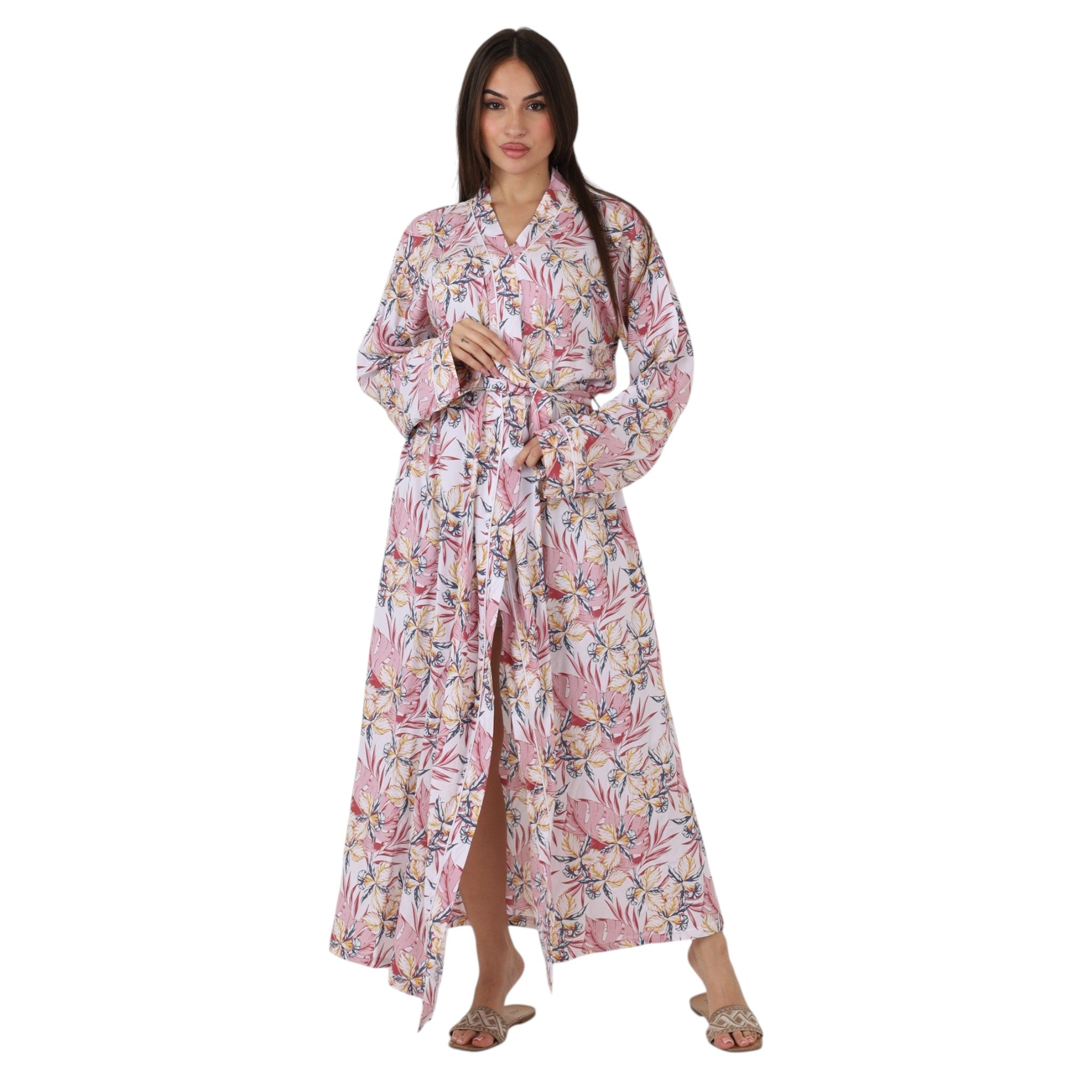 Tropical Printed Belted Robe