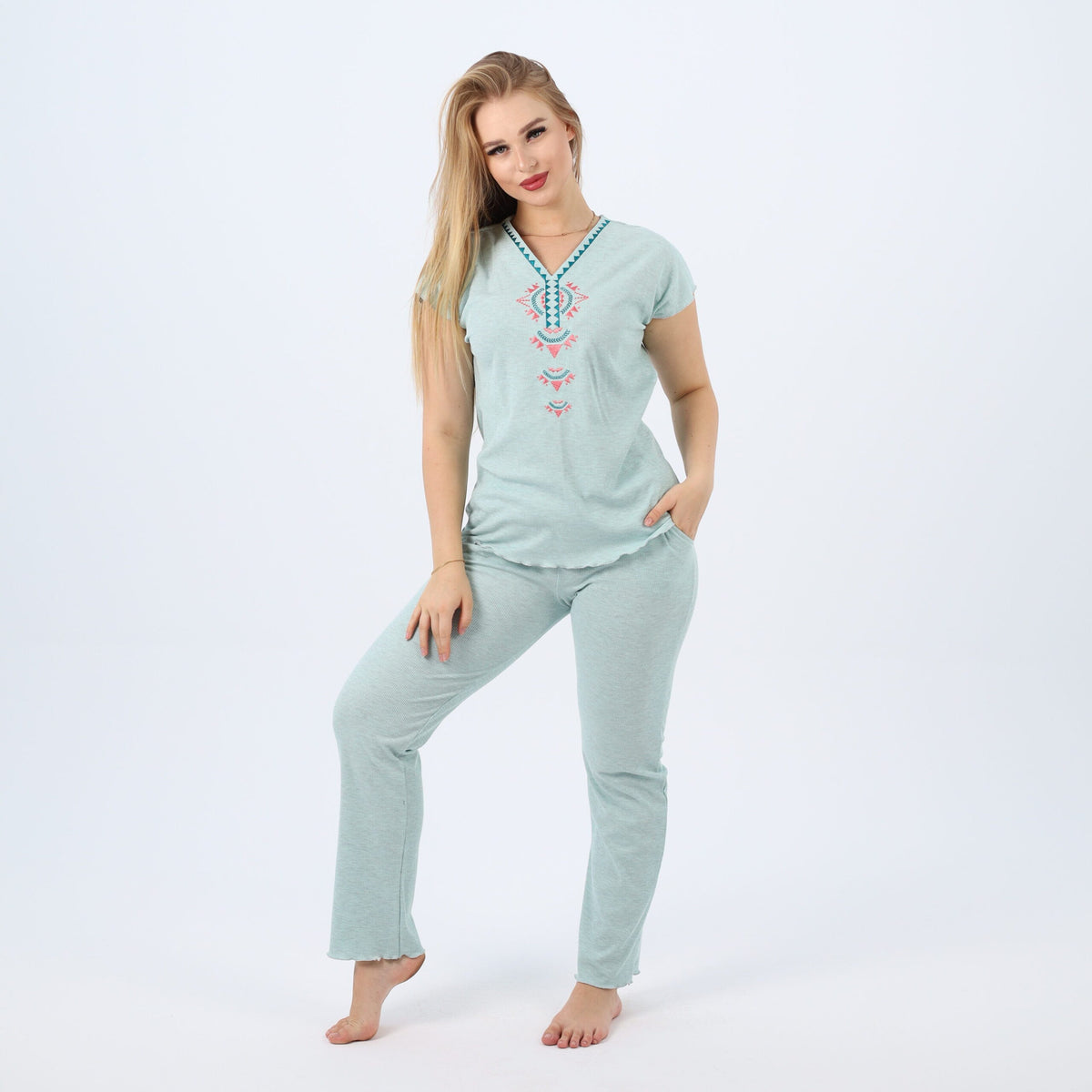 Cotton Embroidered Pajama Set