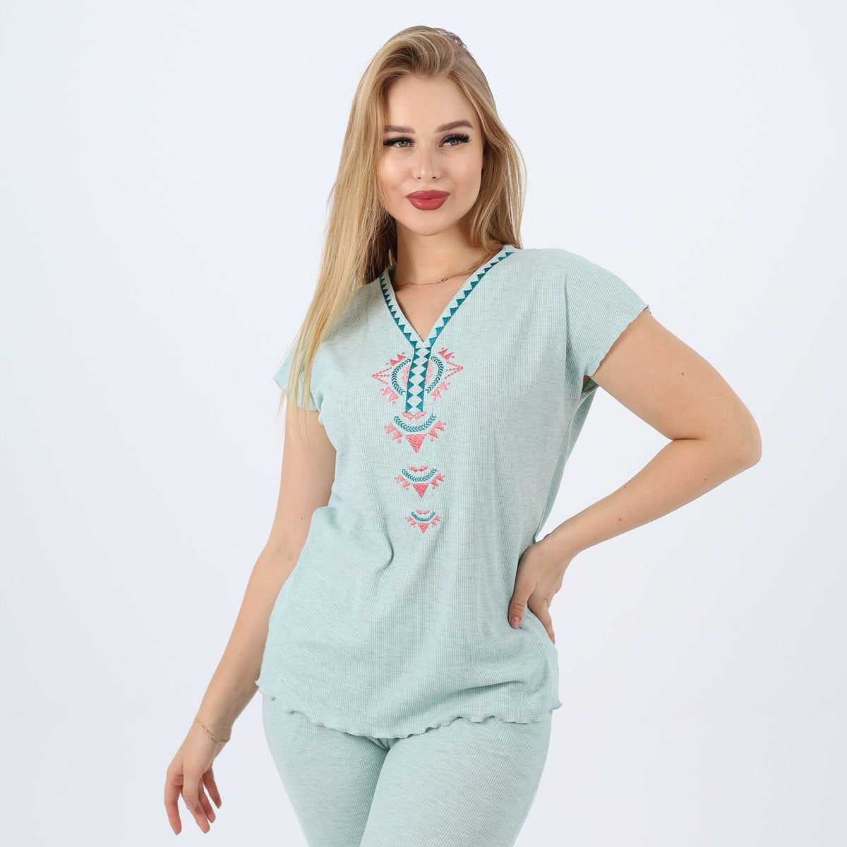 Cotton Embroidered Pajama Set