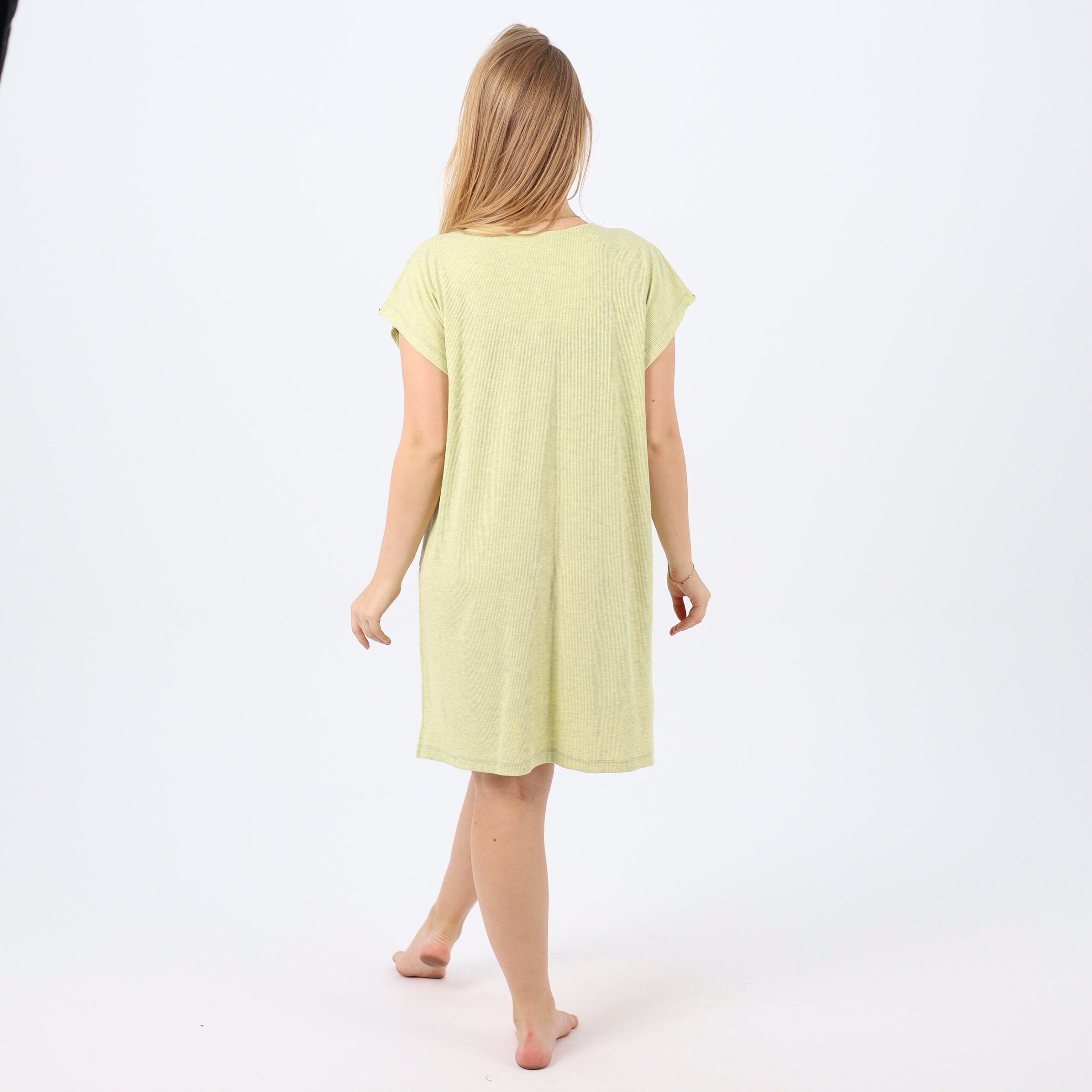 Women's Cotton V-Neck Nightgown with Delicate Embroidery - Soft and Comfortable
