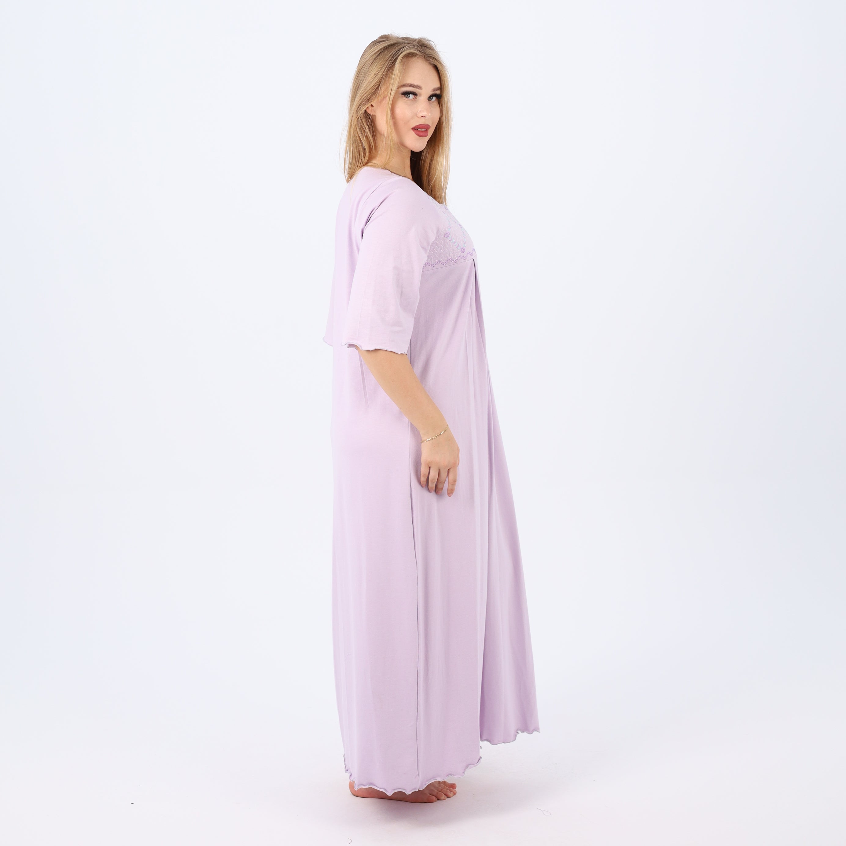 Embroidered cotton maxi nightgown