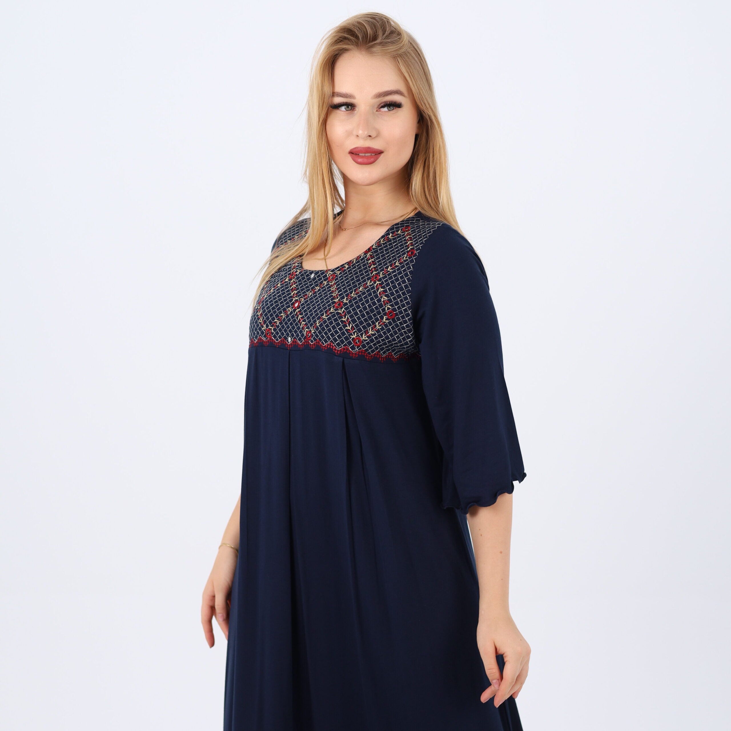 Embroidered cotton maxi nightgown