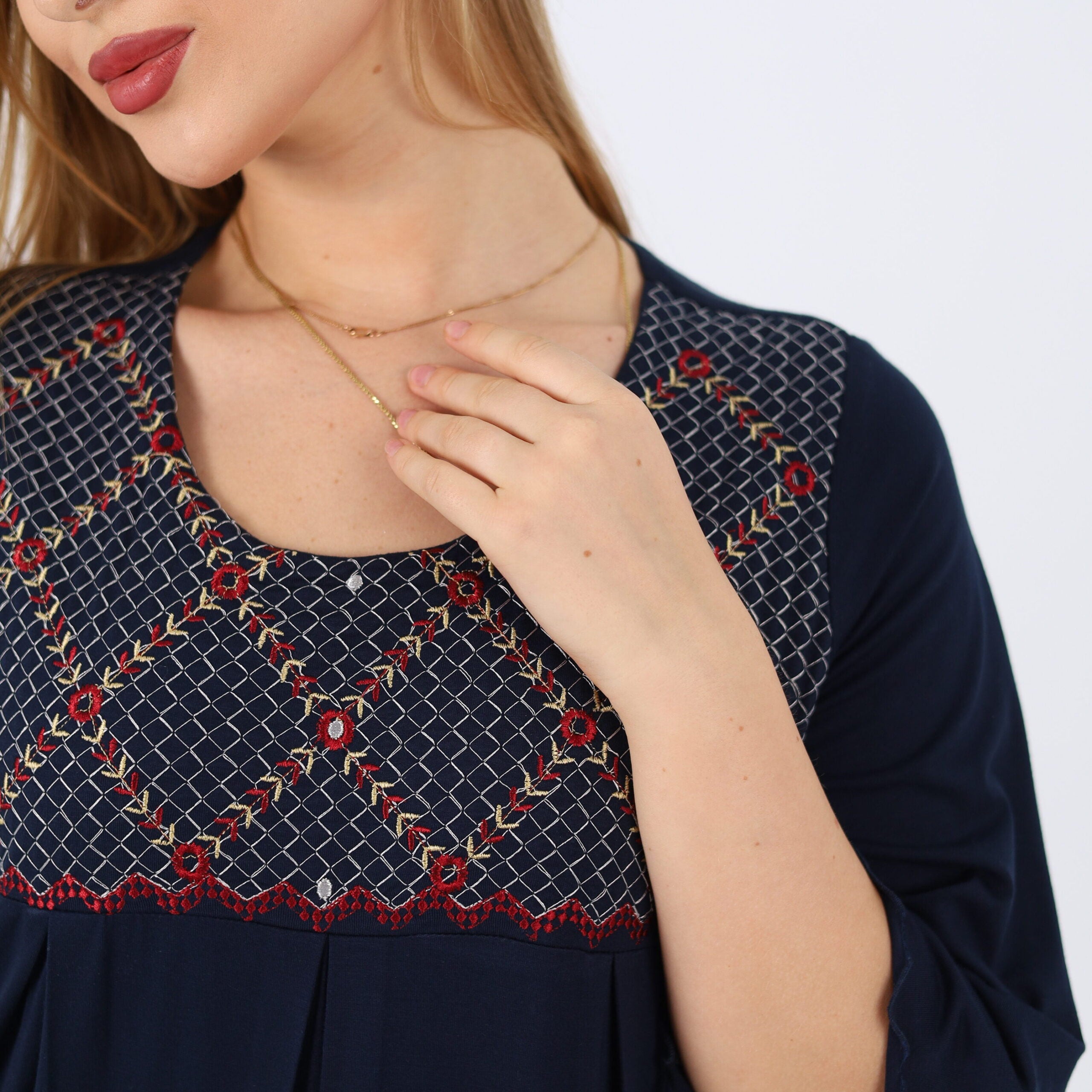 Embroidered cotton maxi nightgown