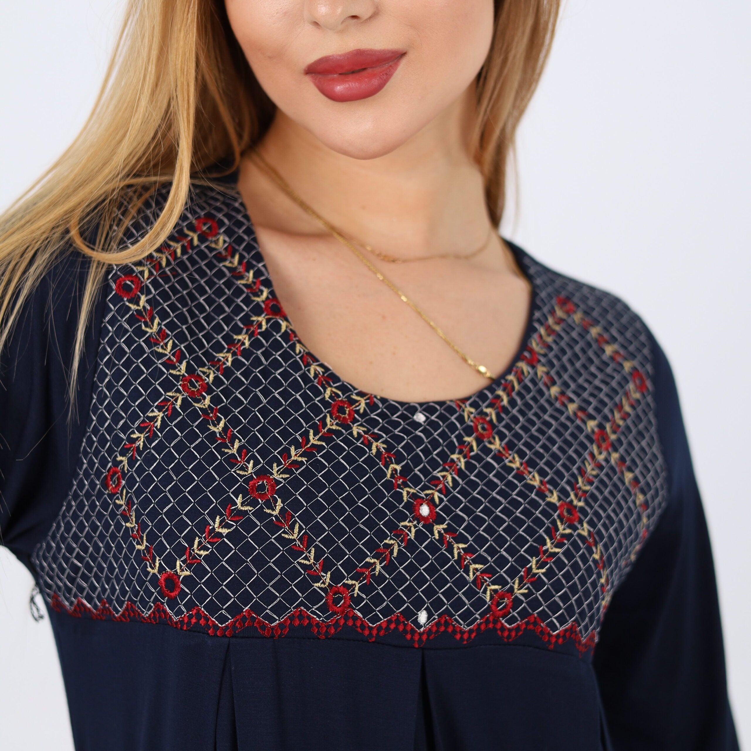 Embroidered cotton maxi nightgown