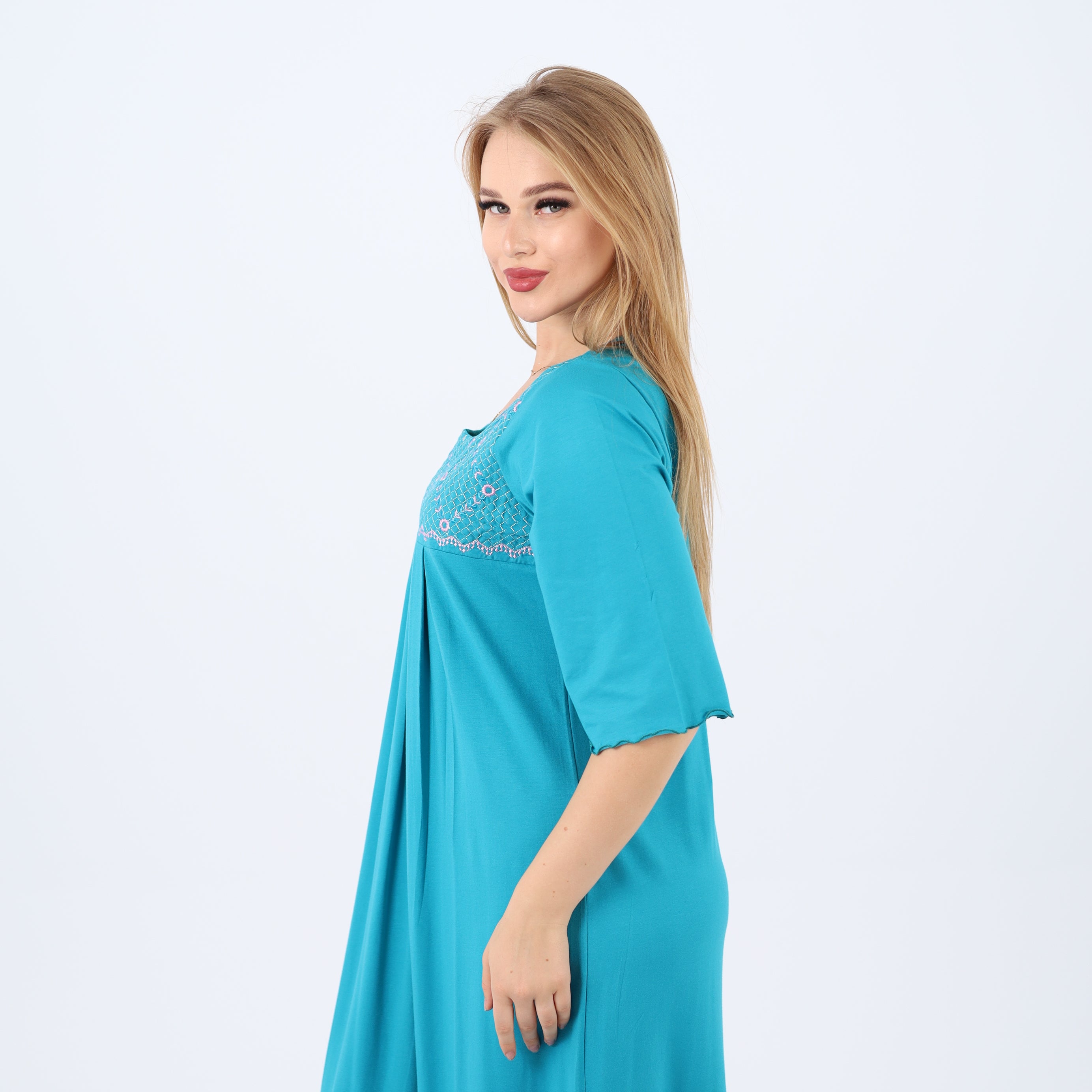 Embroidered cotton maxi nightgown