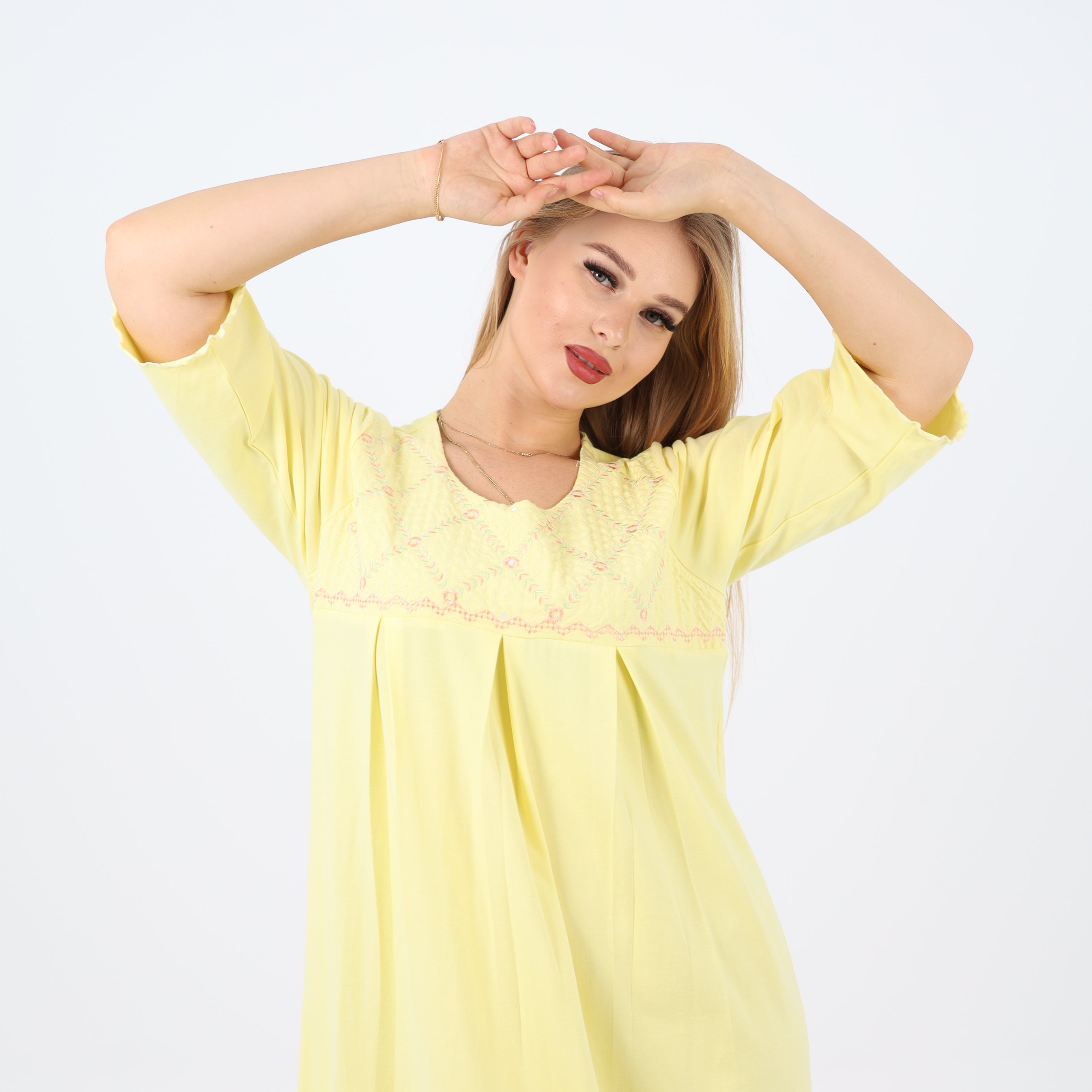 Embroidered cotton maxi nightgown