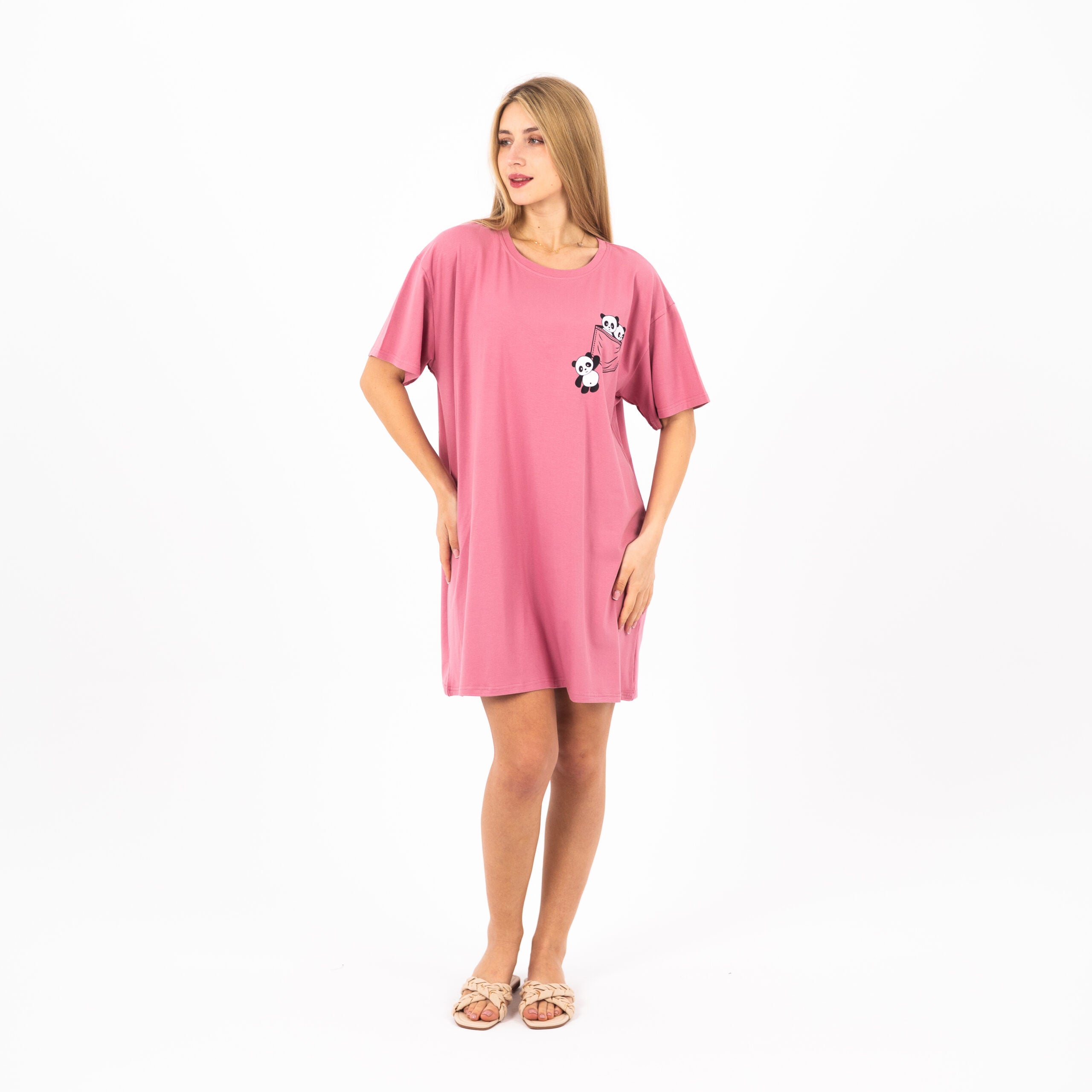 Cotton Nightdress with Cute Panda Print