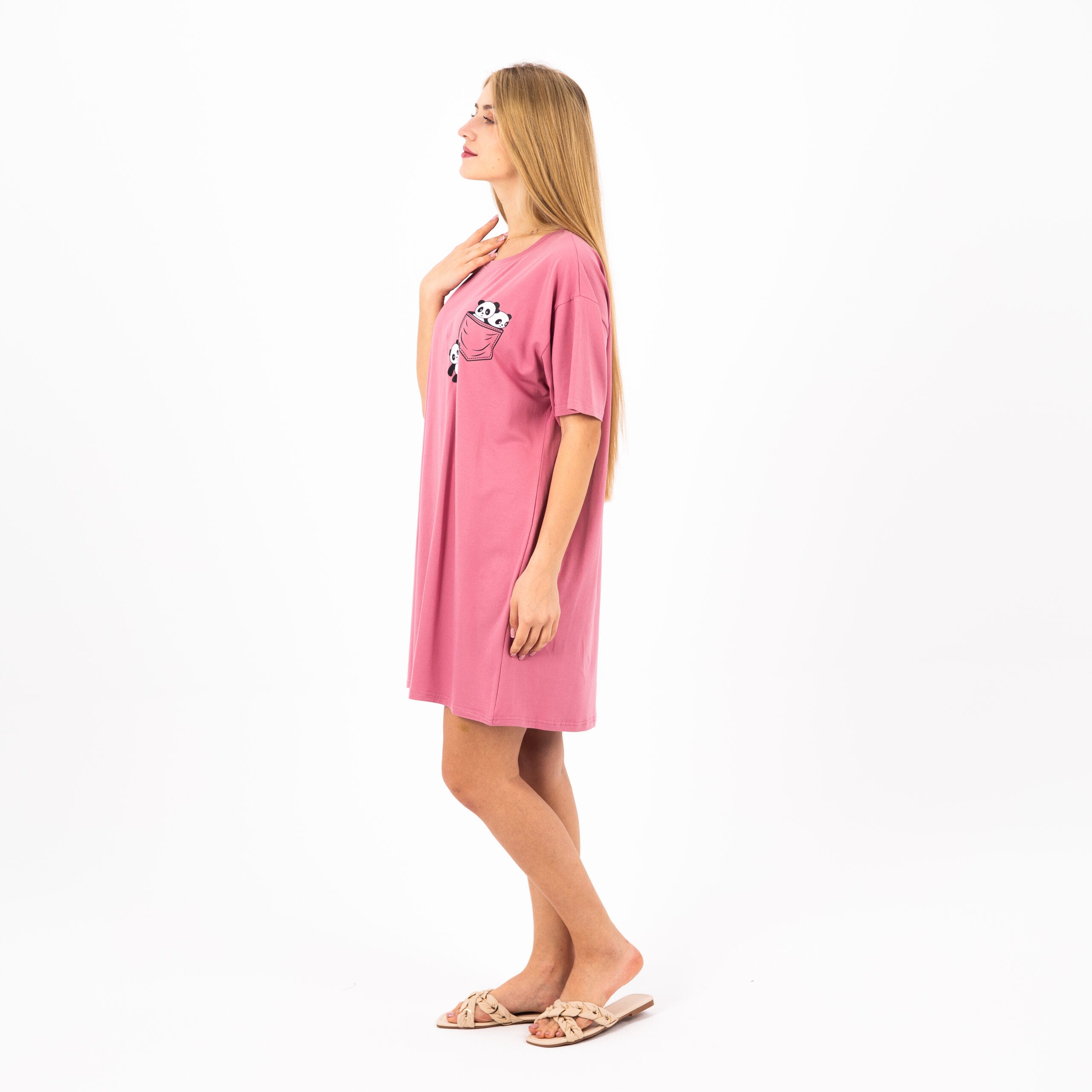 Cotton Nightdress with Cute Panda Print