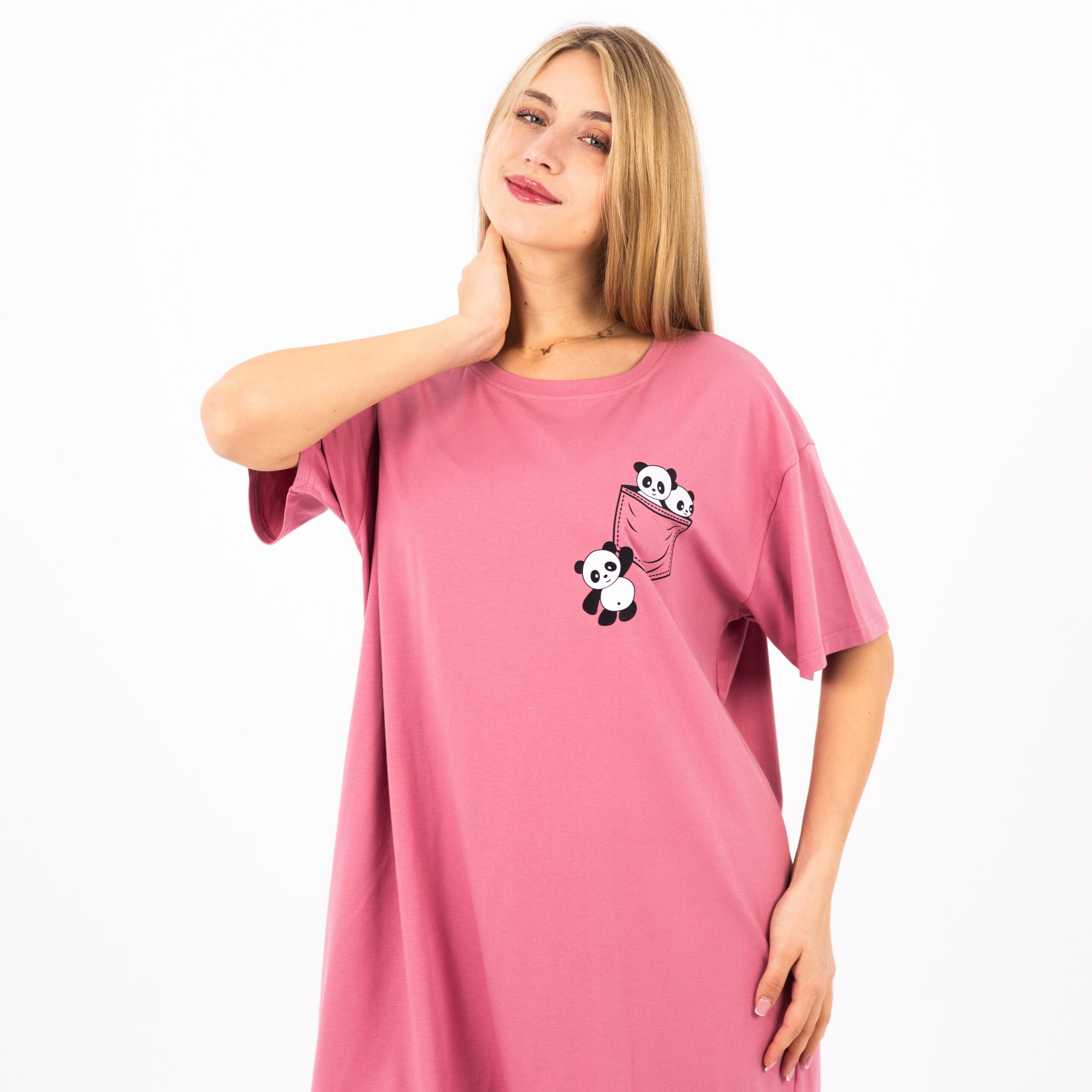 Cotton Nightdress with Cute Panda Print