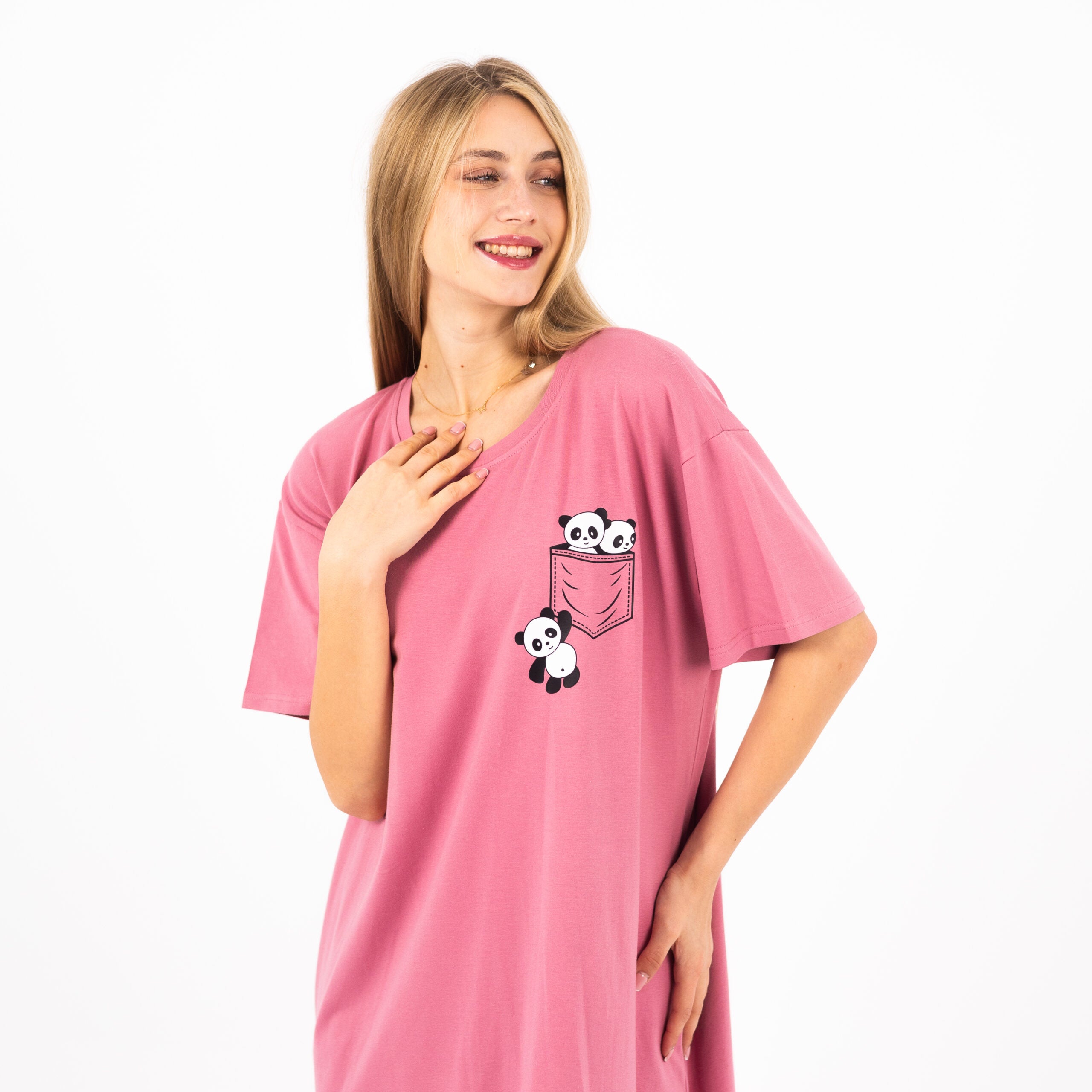 Cotton Nightdress with Cute Panda Print
