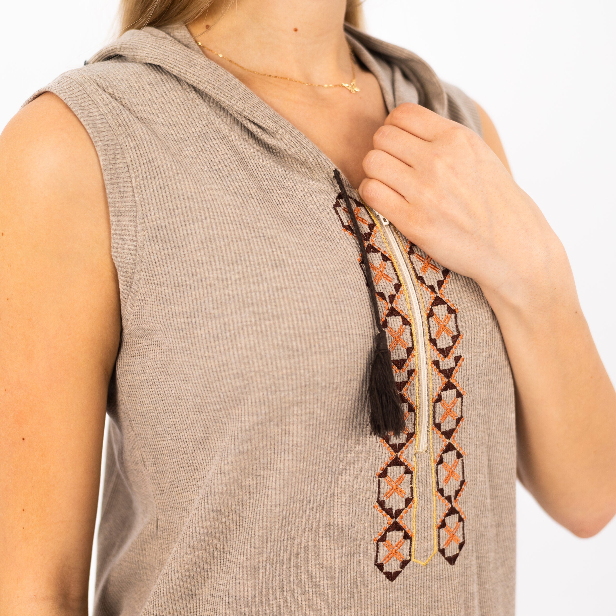 Embroidered Sleeveless Cotton Nightdress – Elegant, Soft & Breathable