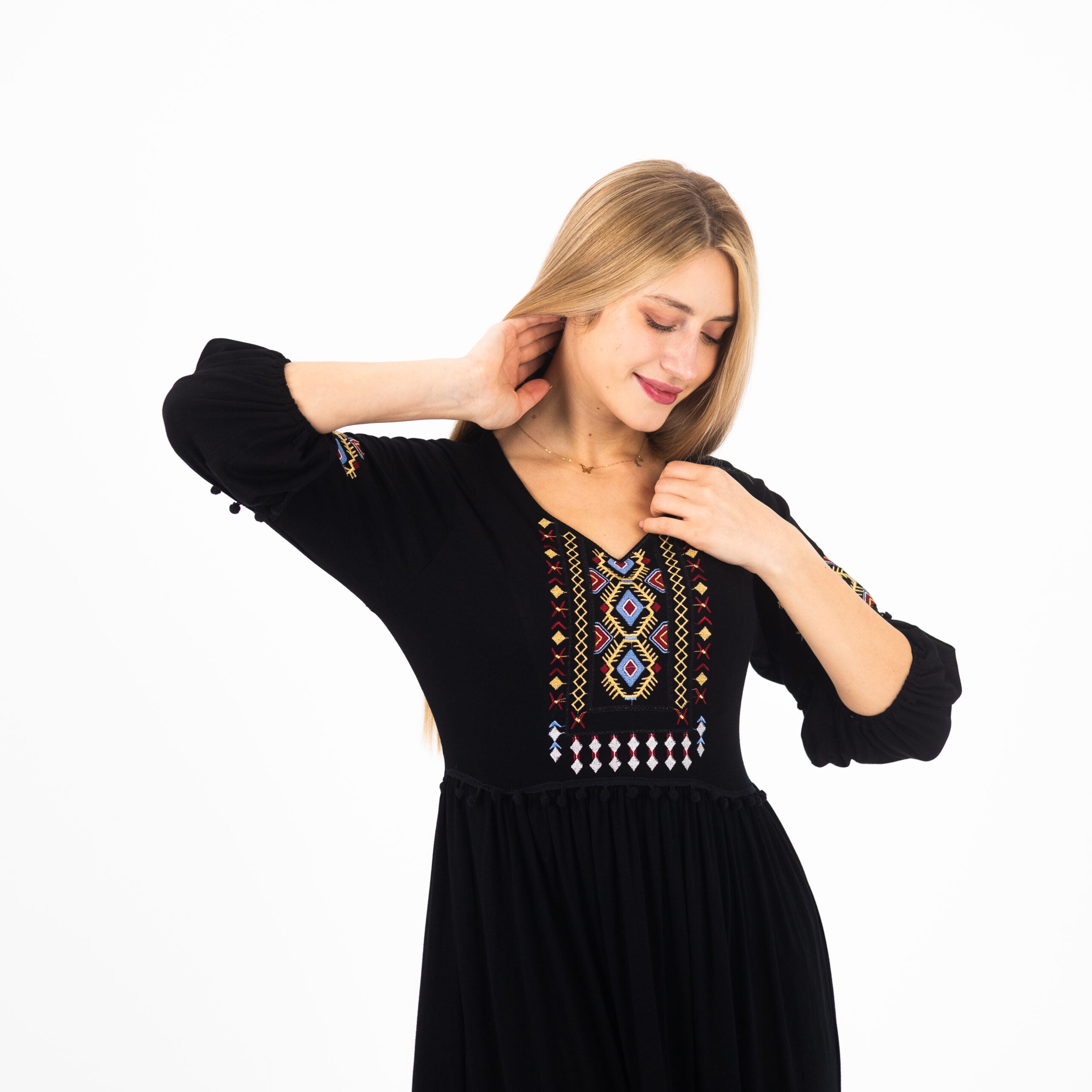 Embroidered Elegance: 100% Cotton Nightdress