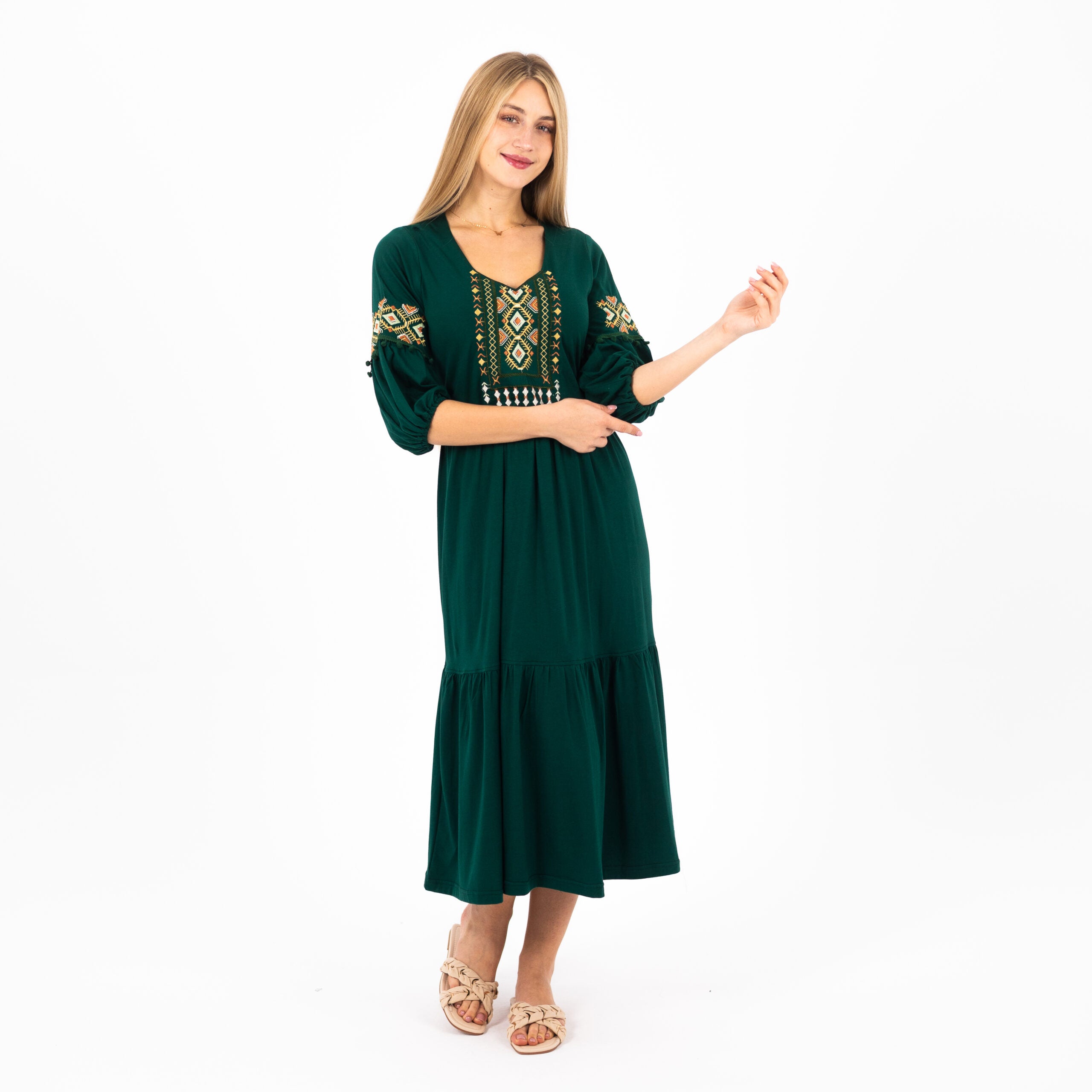 Embroidered Elegance: 100% Cotton Nightdress