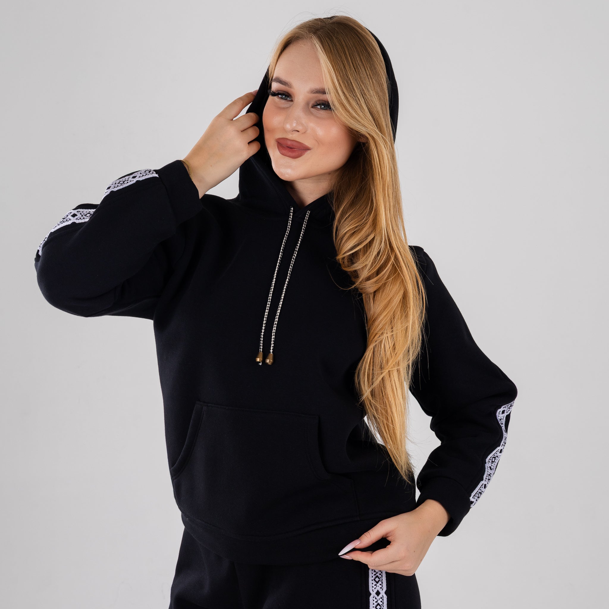 Women's Black Hoodie Tracksuit – Stylish, Cozy & Sporty