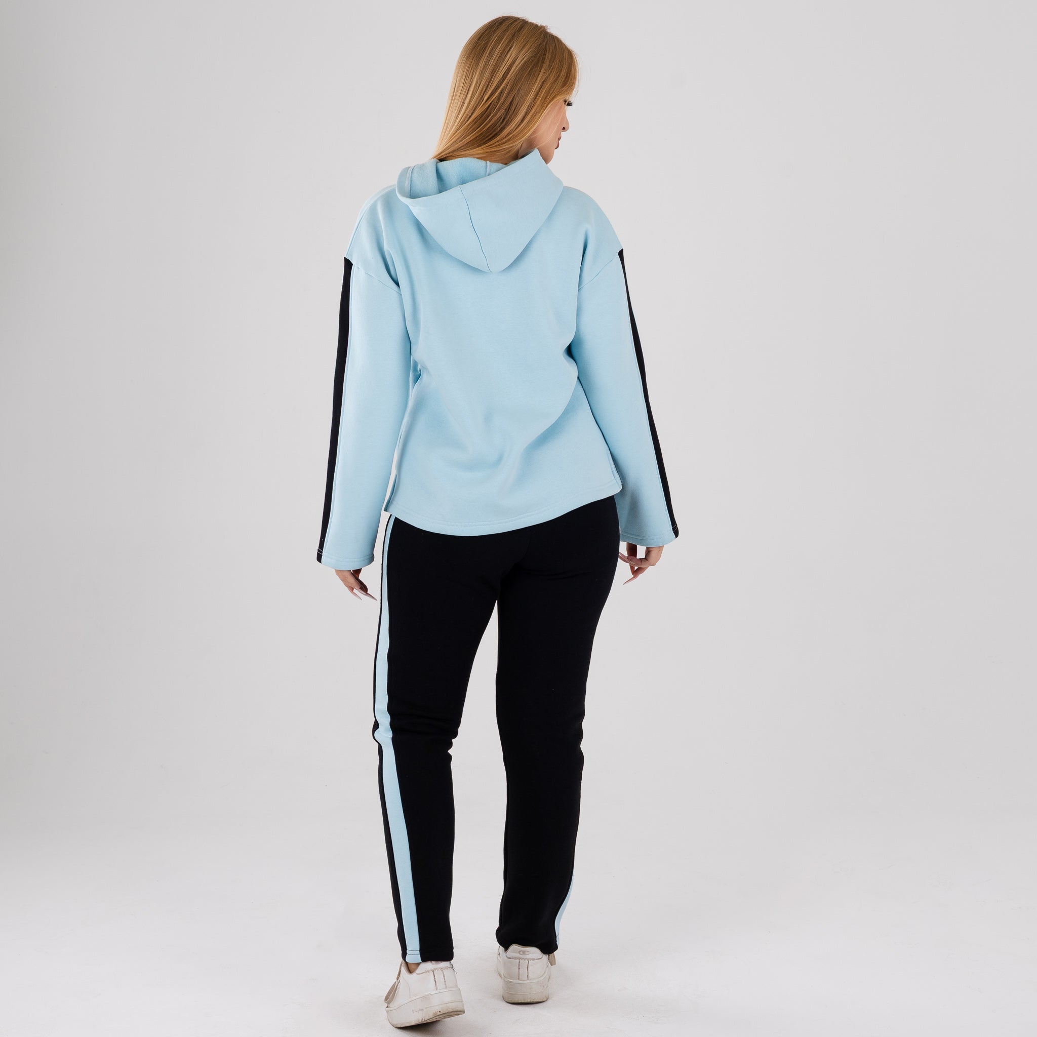 Women's 2-Piece Lounge Set - "Baby It's Cold Outside" Graphic Hoodie & Striped Leggings