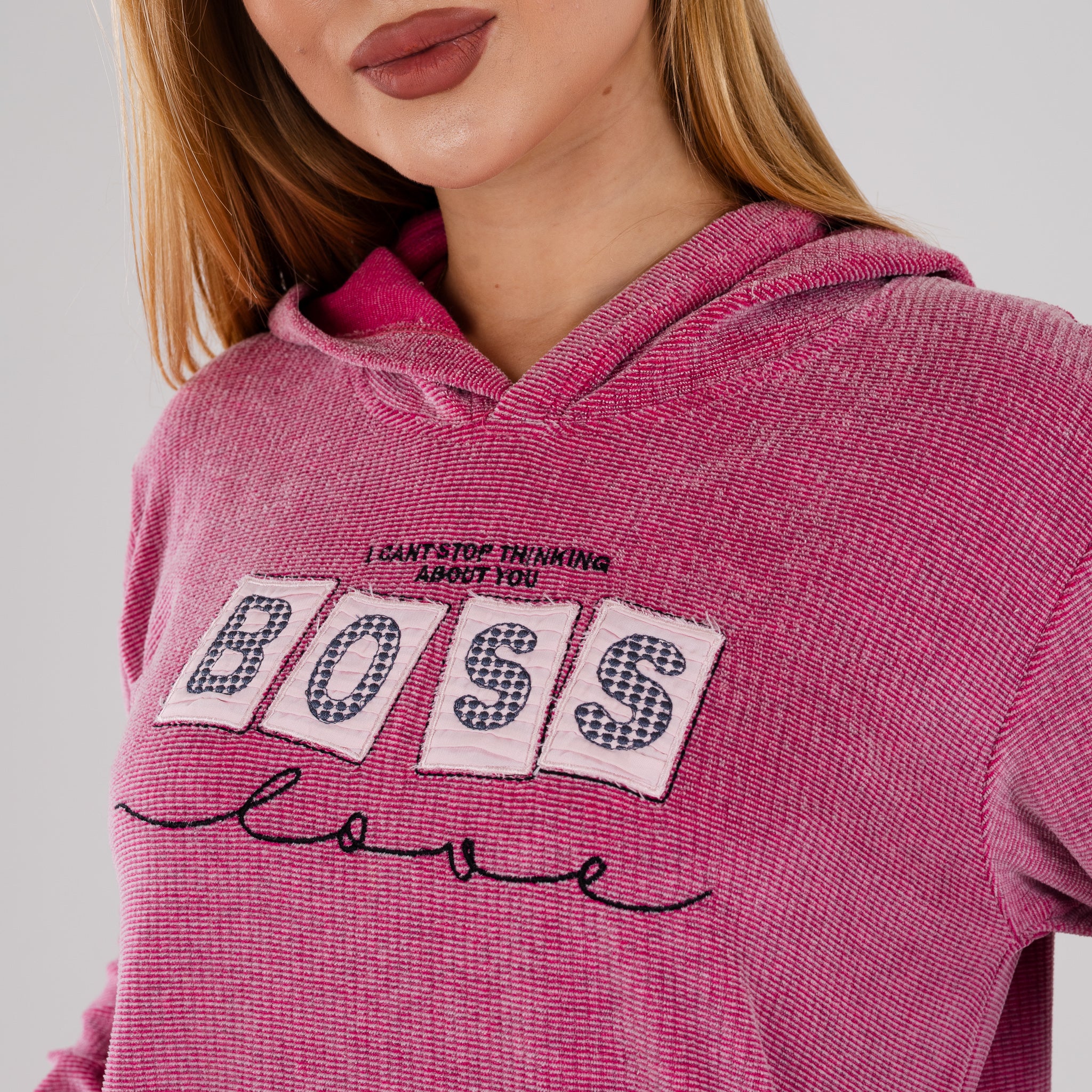 طقم هودي وجوغر مريح من المخمل "BOSS Love" - ملابس منزلية شتوية