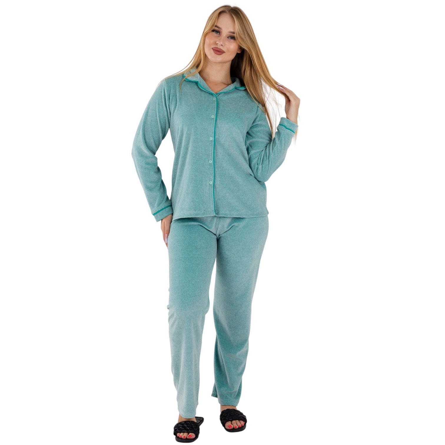 Women’s Soft Button-Down Pajama Set – Long Sleeve Lounge Wear