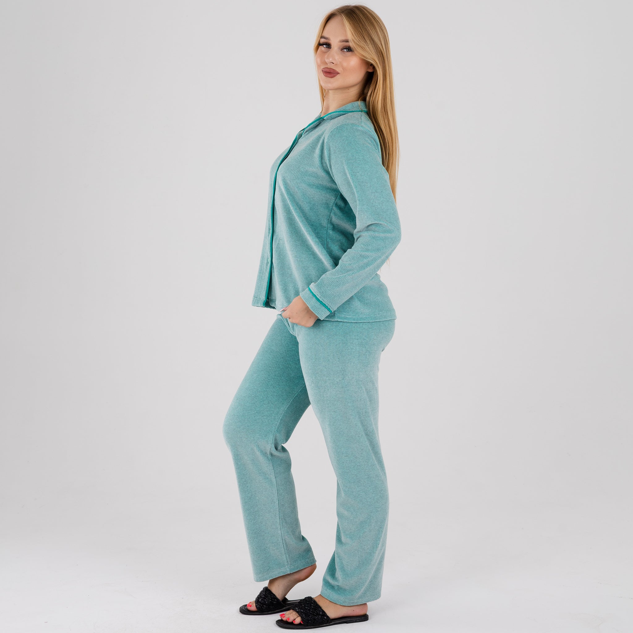 Women’s Soft Button-Down Pajama Set – Long Sleeve Lounge Wear