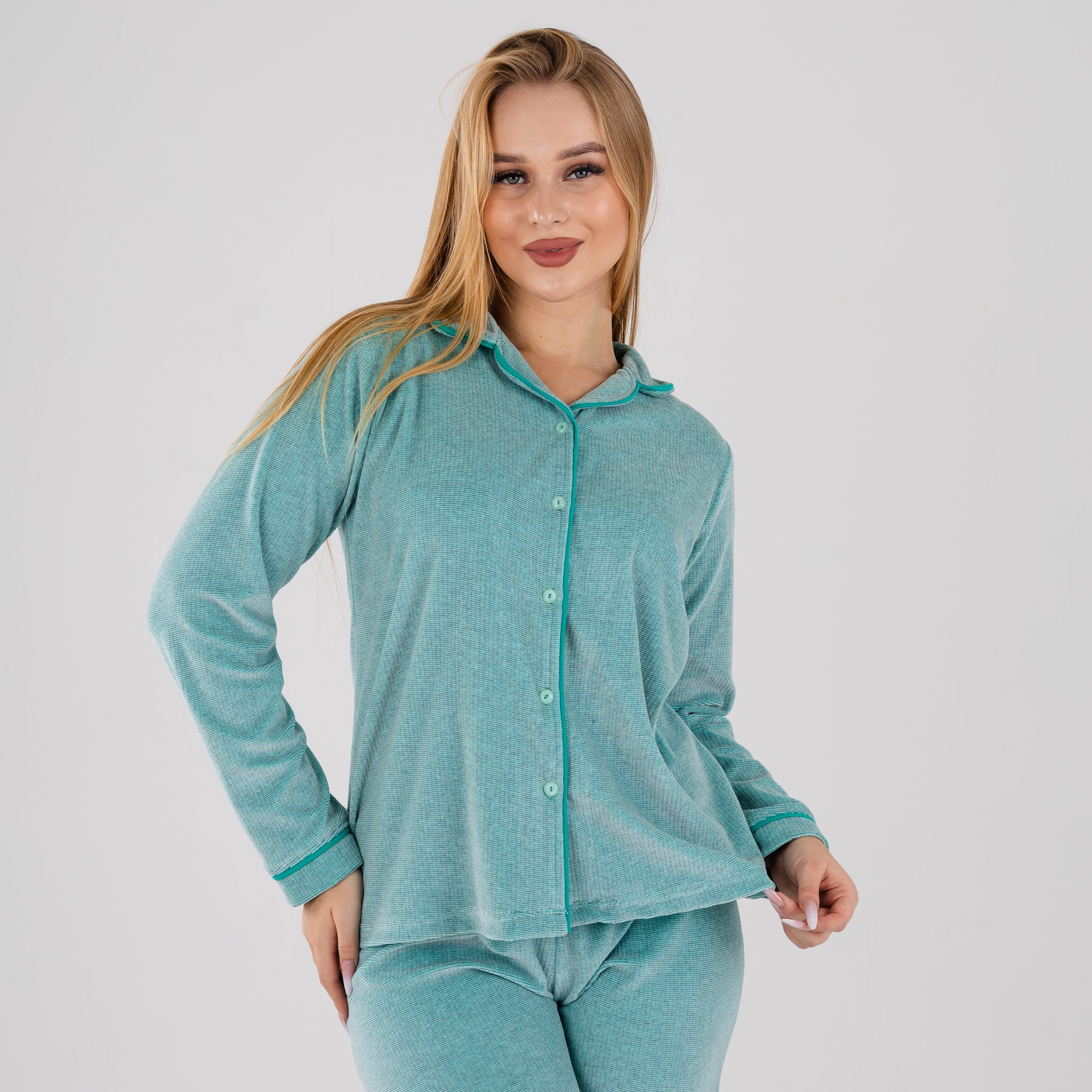 Women’s Soft Button-Down Pajama Set – Long Sleeve Lounge Wear