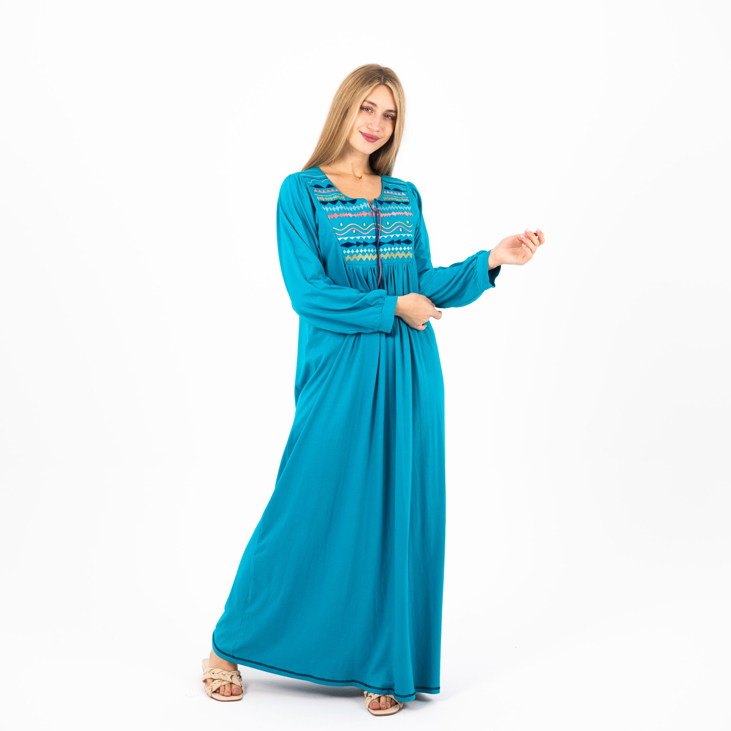 Summer Cotton Abaya for Women–Elegant Embroidered