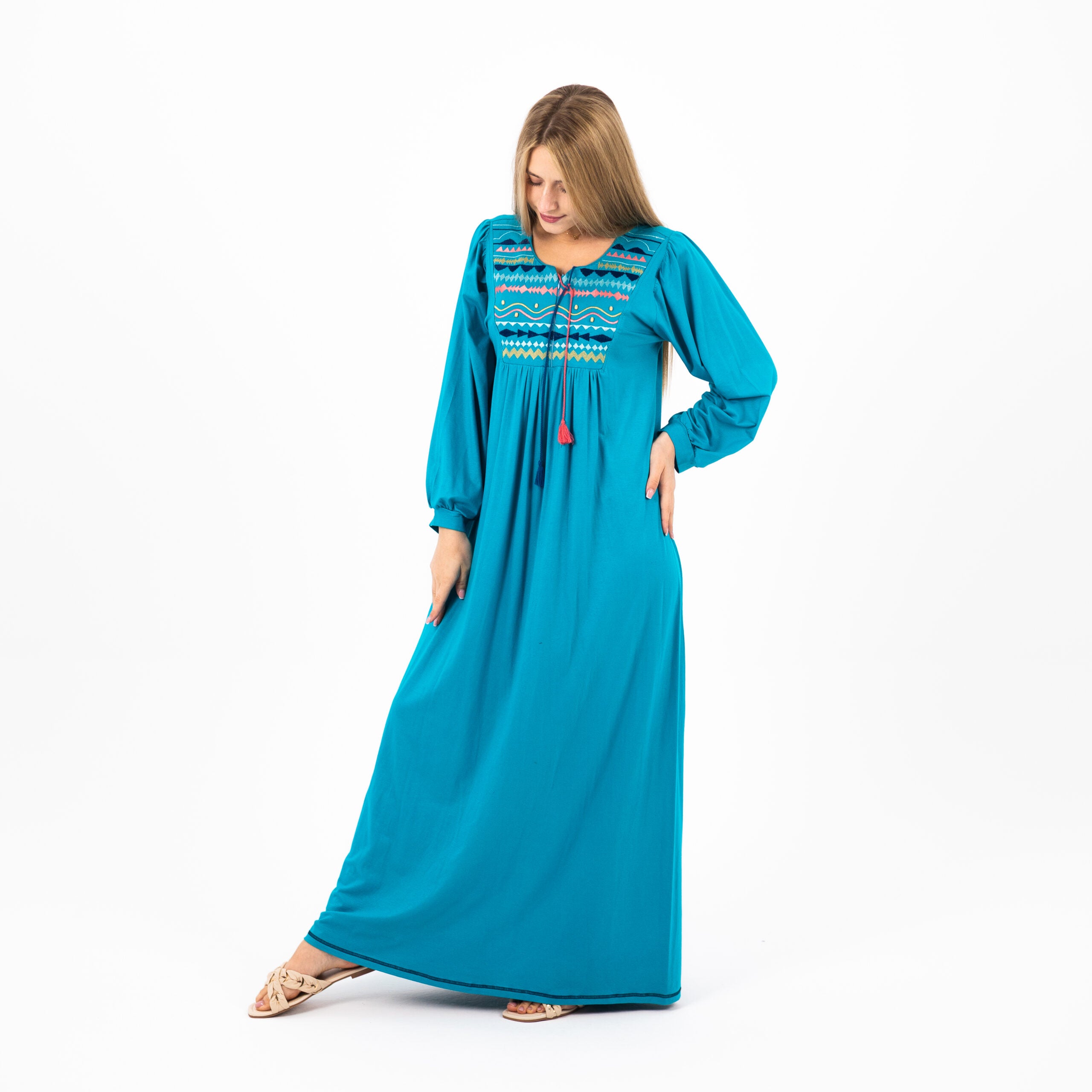 Summer Cotton Abaya for Women–Elegant Embroidered