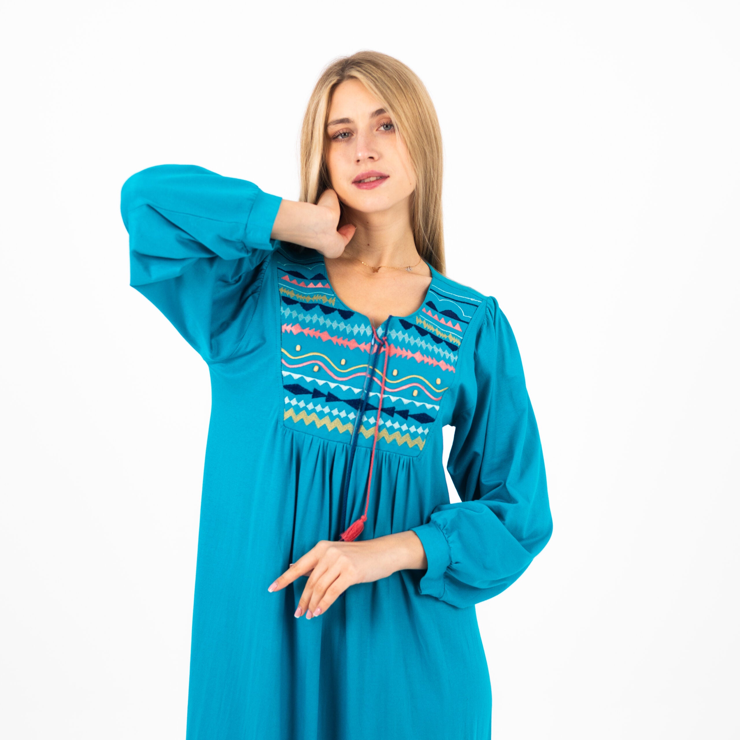 Summer Cotton Abaya for Women–Elegant Embroidered