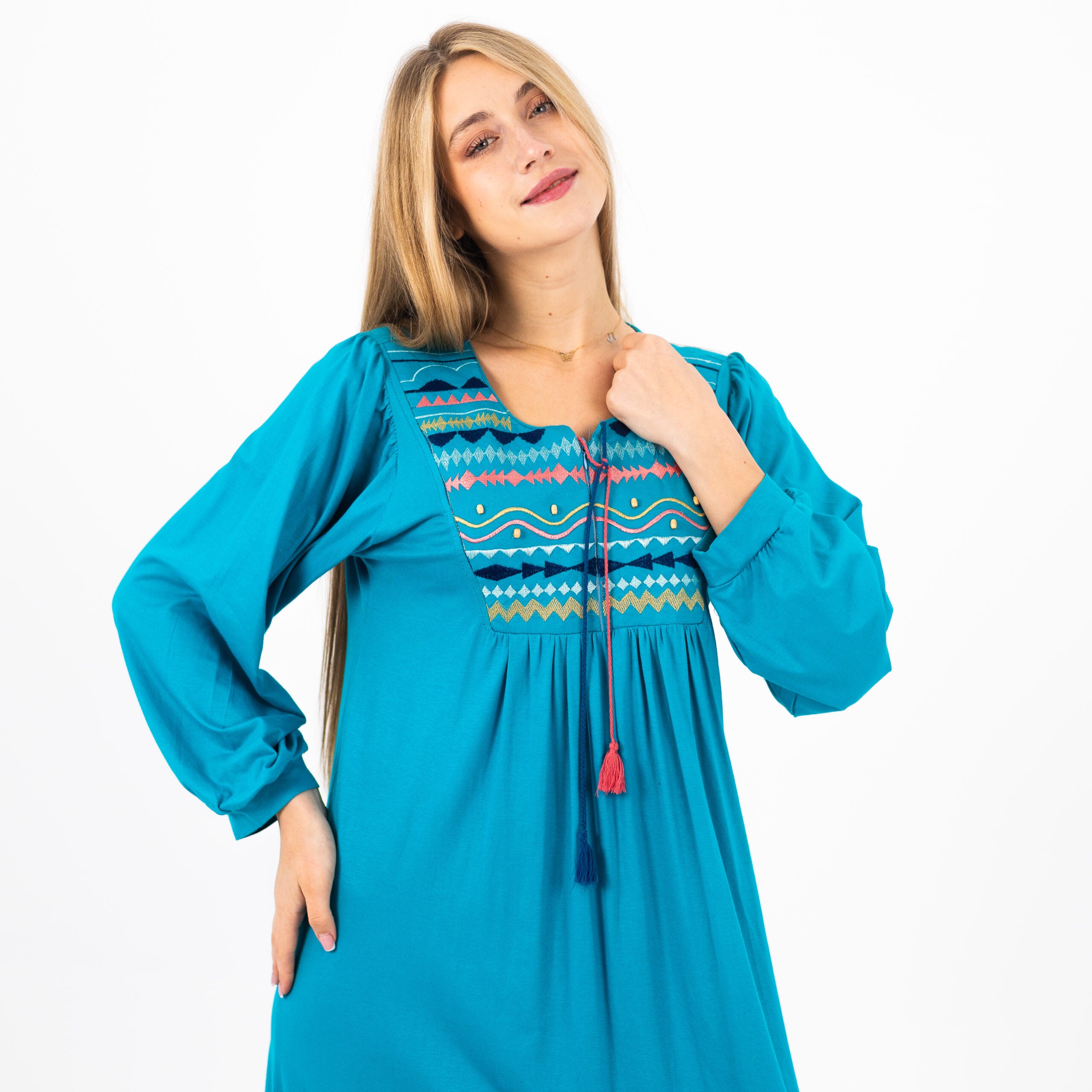 Summer Cotton Abaya for Women–Elegant Embroidered