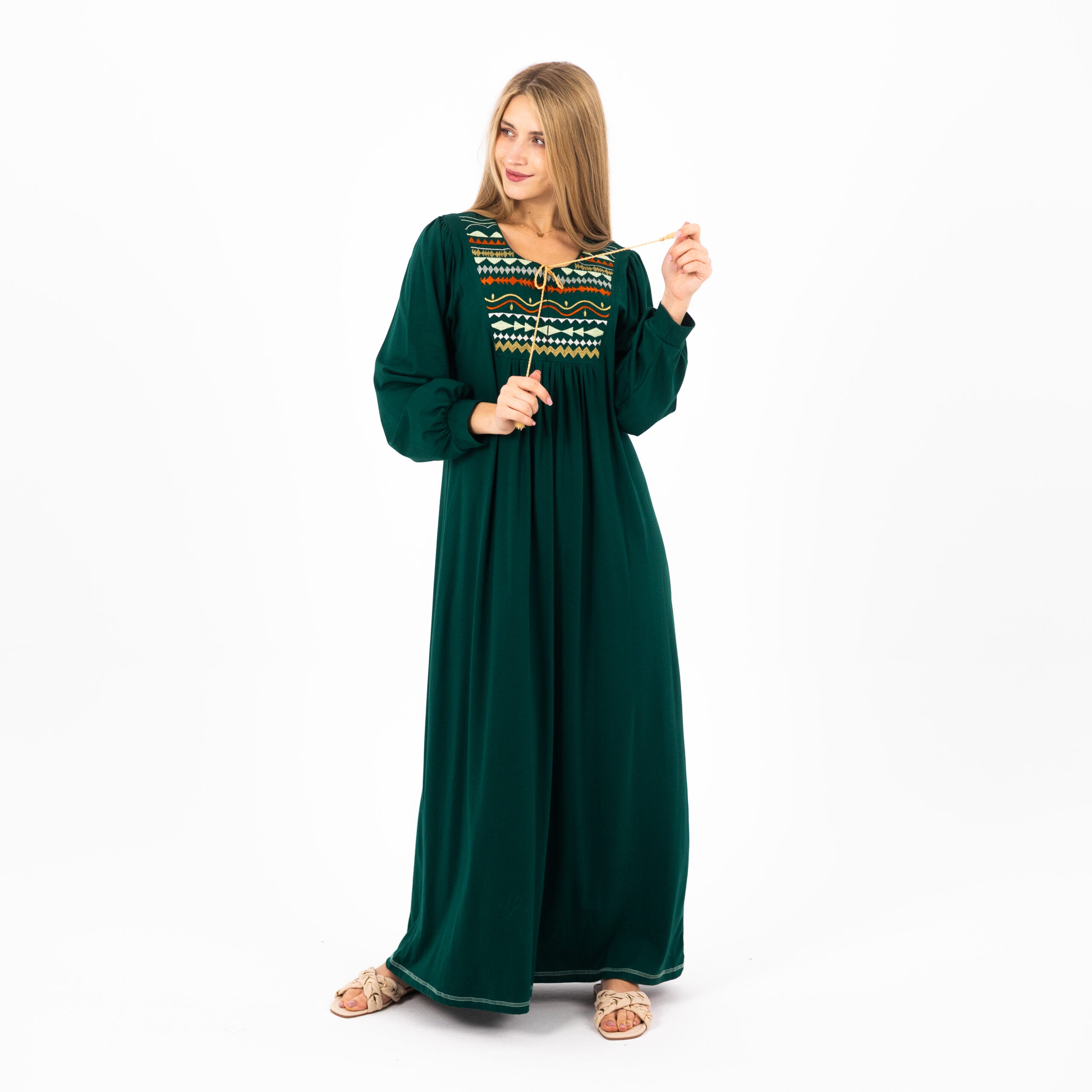 Summer Cotton Abaya for Women–Elegant Embroidered