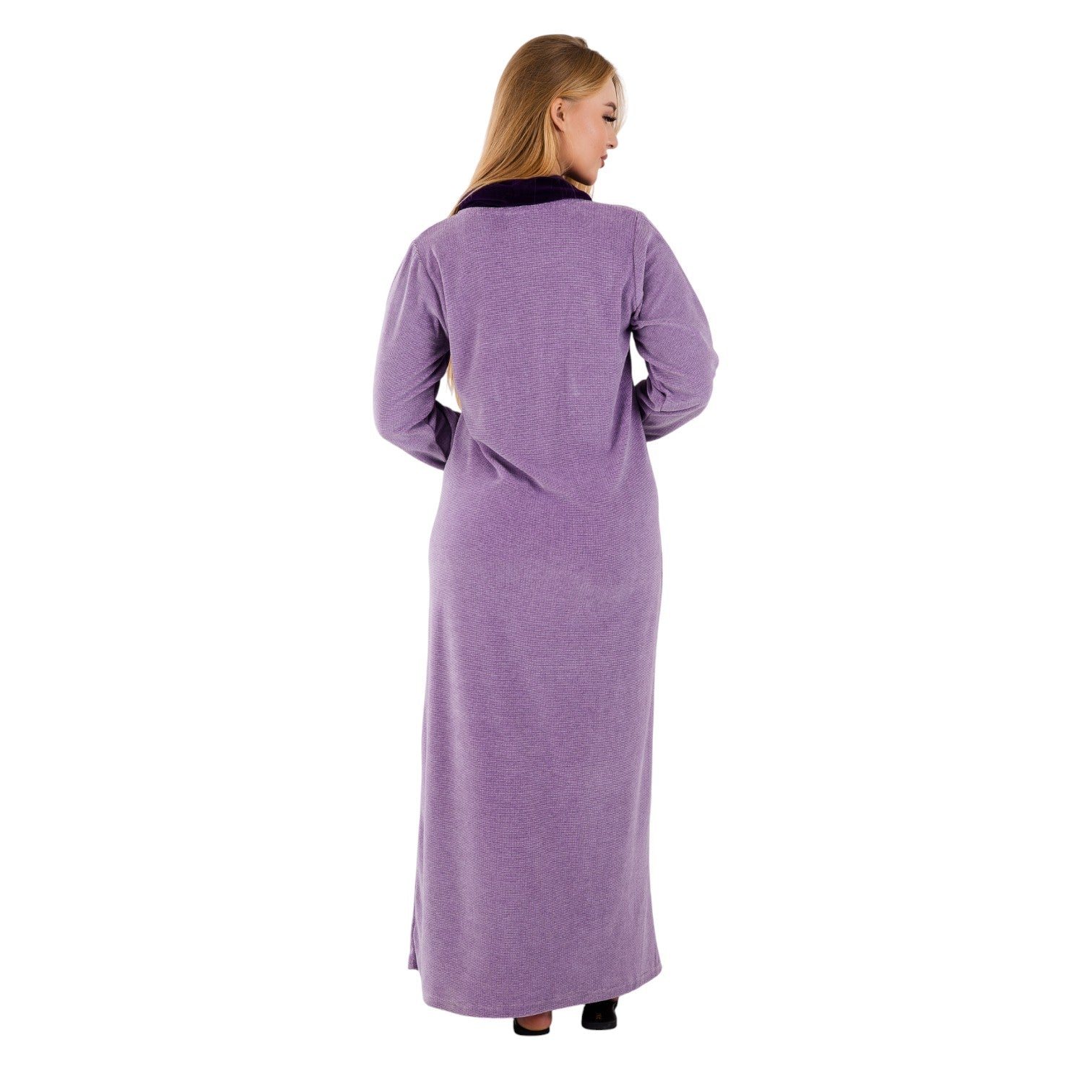 Women’s Soft Velvet Long Night Dress – Lavender Purple