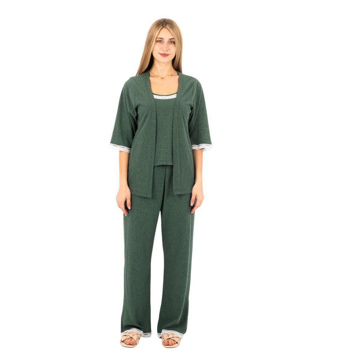 3 pcs Pajama Set + Robe