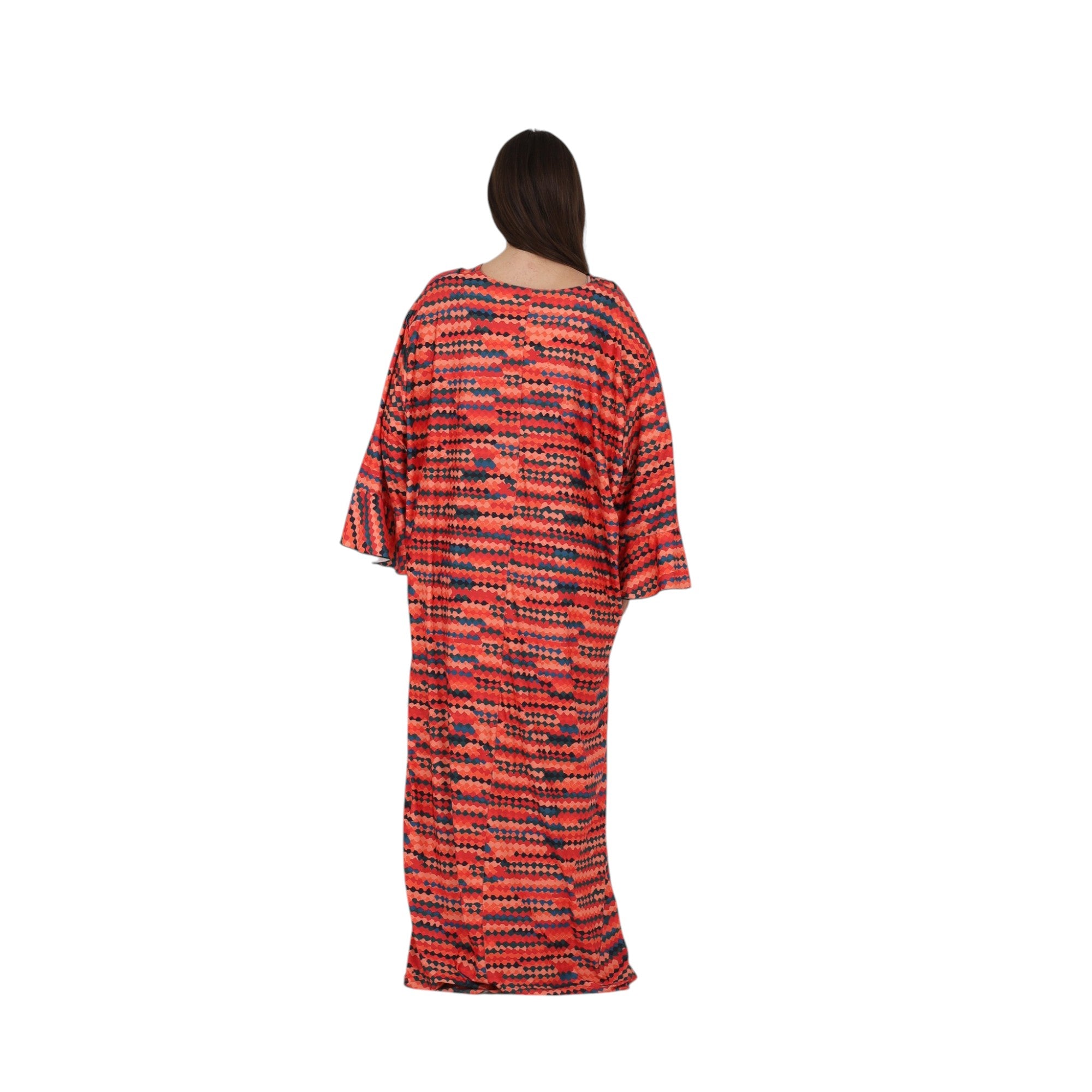 Printed Wide-Sleeve Abaya
