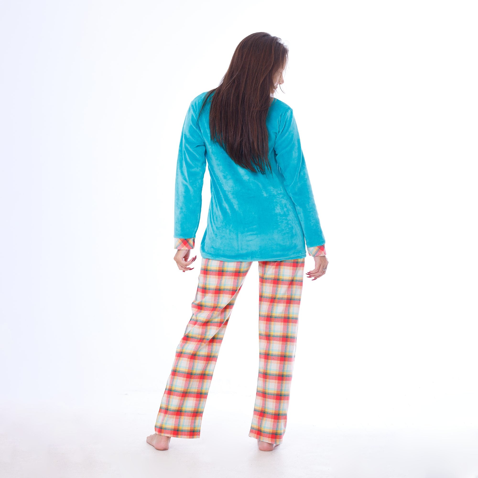 Winter Checkered Velvet Cotton Pajama Set