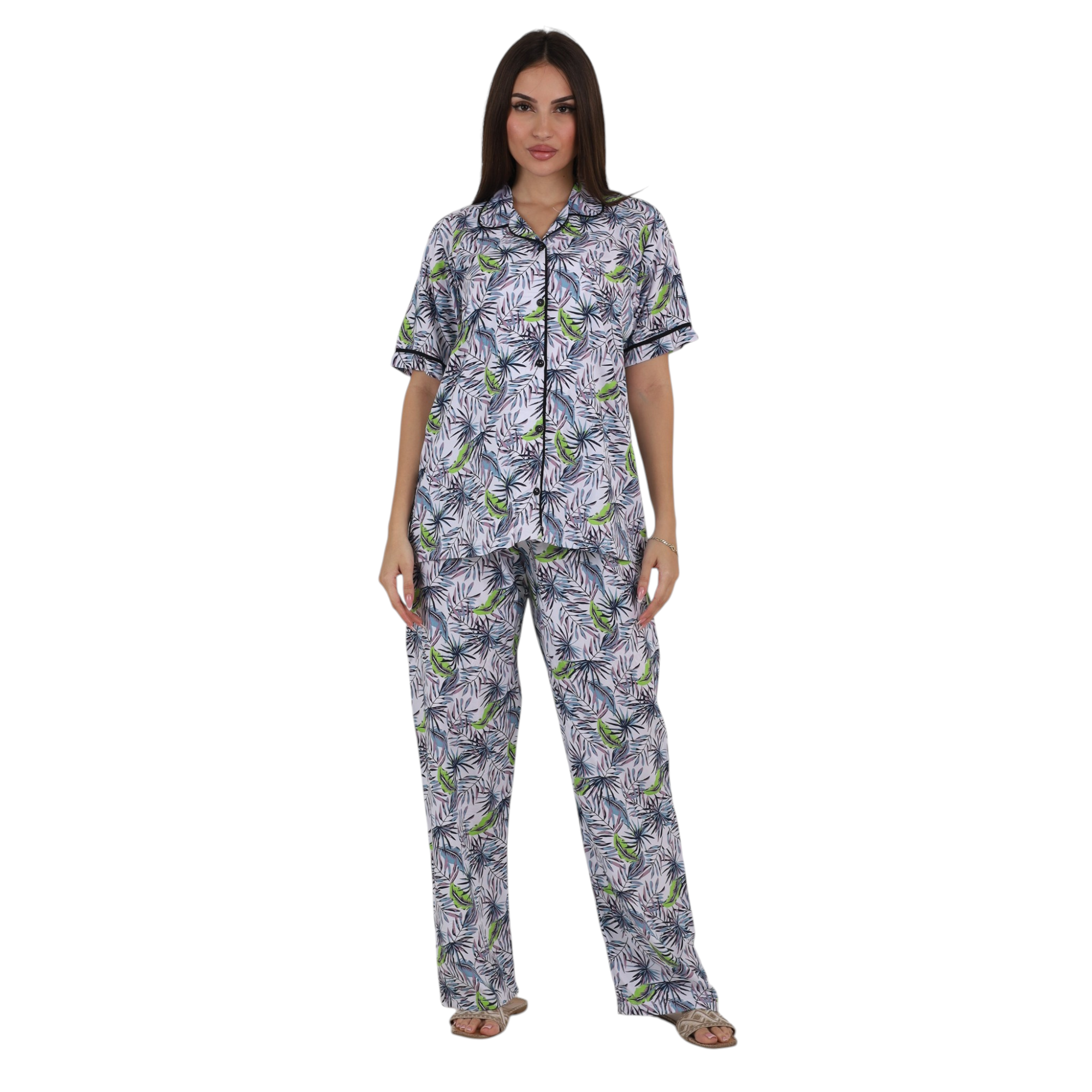 Classic Tropical Button-Up Pajama Set