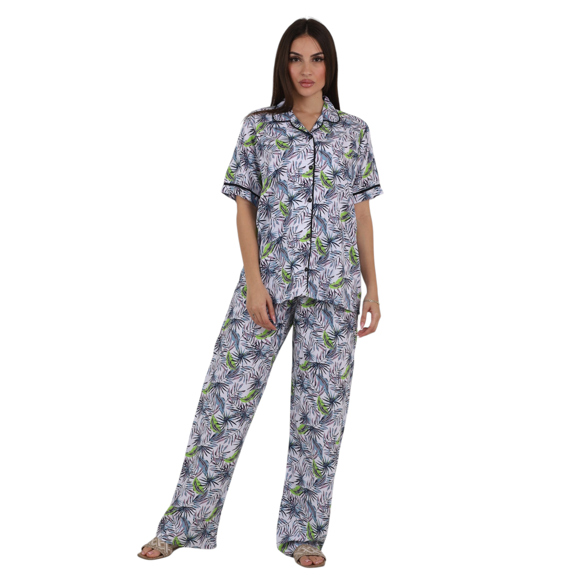Classic Tropical Button-Up Pajama Set