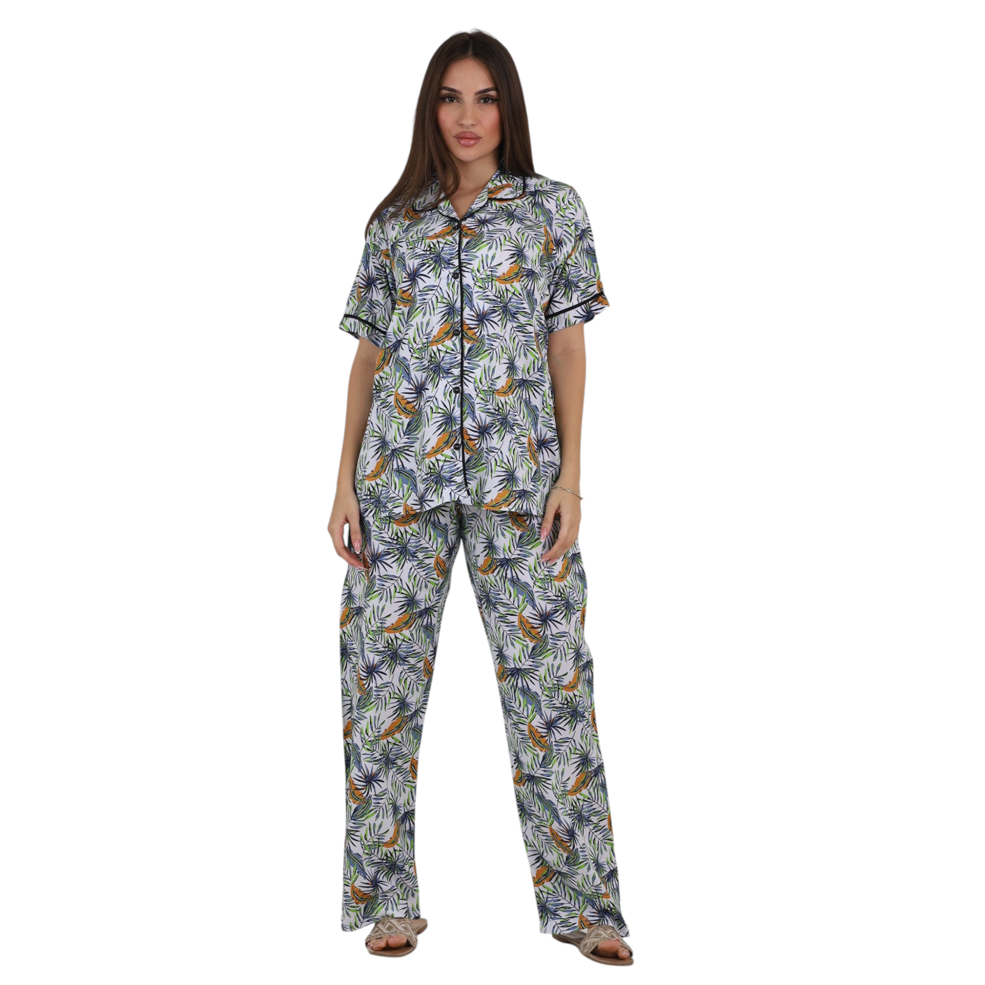 Classic Tropical Button-Up Pajama Set