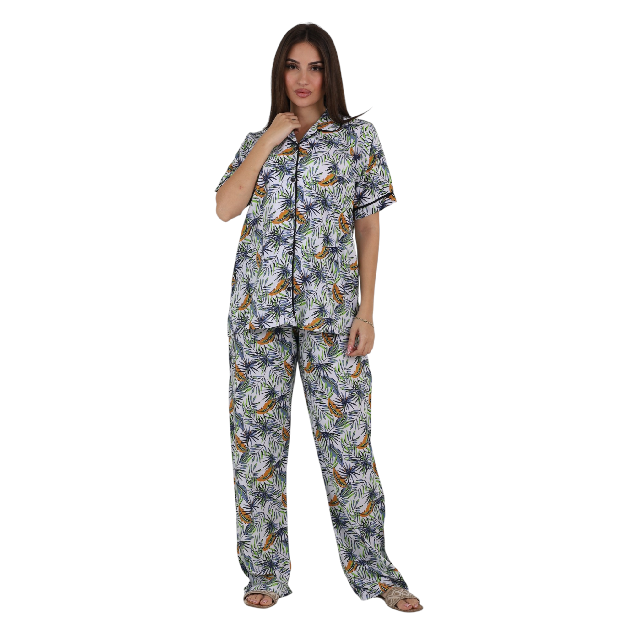 Classic Tropical Button-Up Pajama Set
