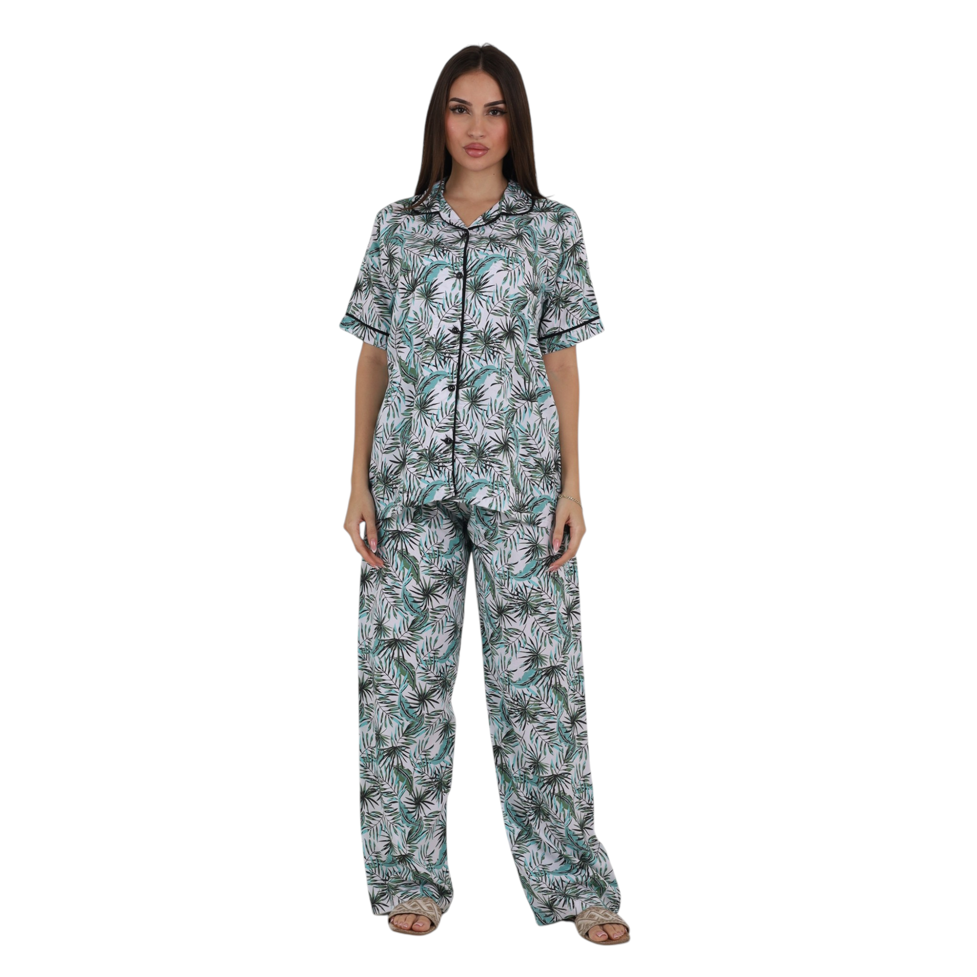 Classic Tropical Button-Up Pajama Set