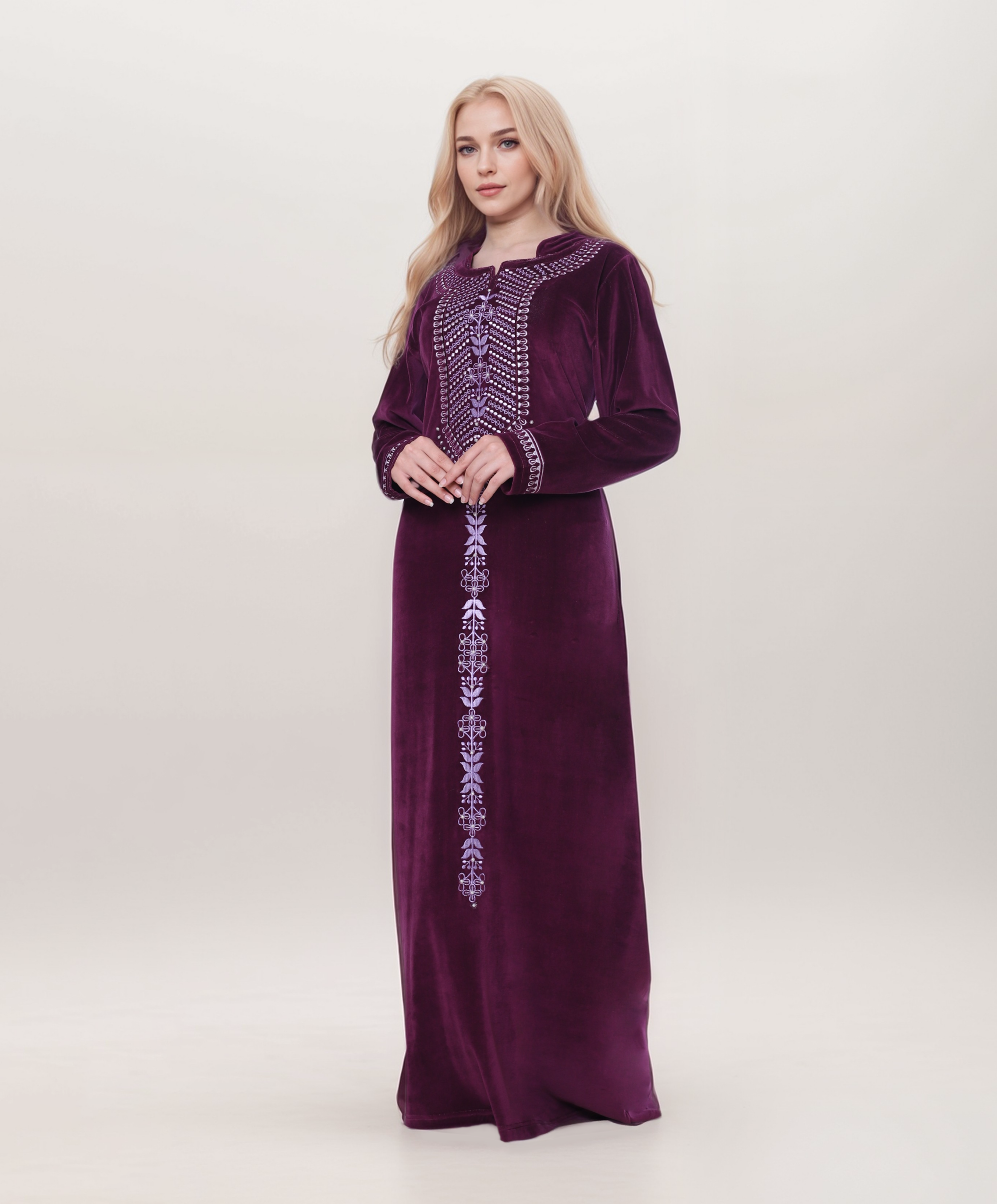Winter Abaya – Elegant & Cozy with Chest and Sleeve Embroidery