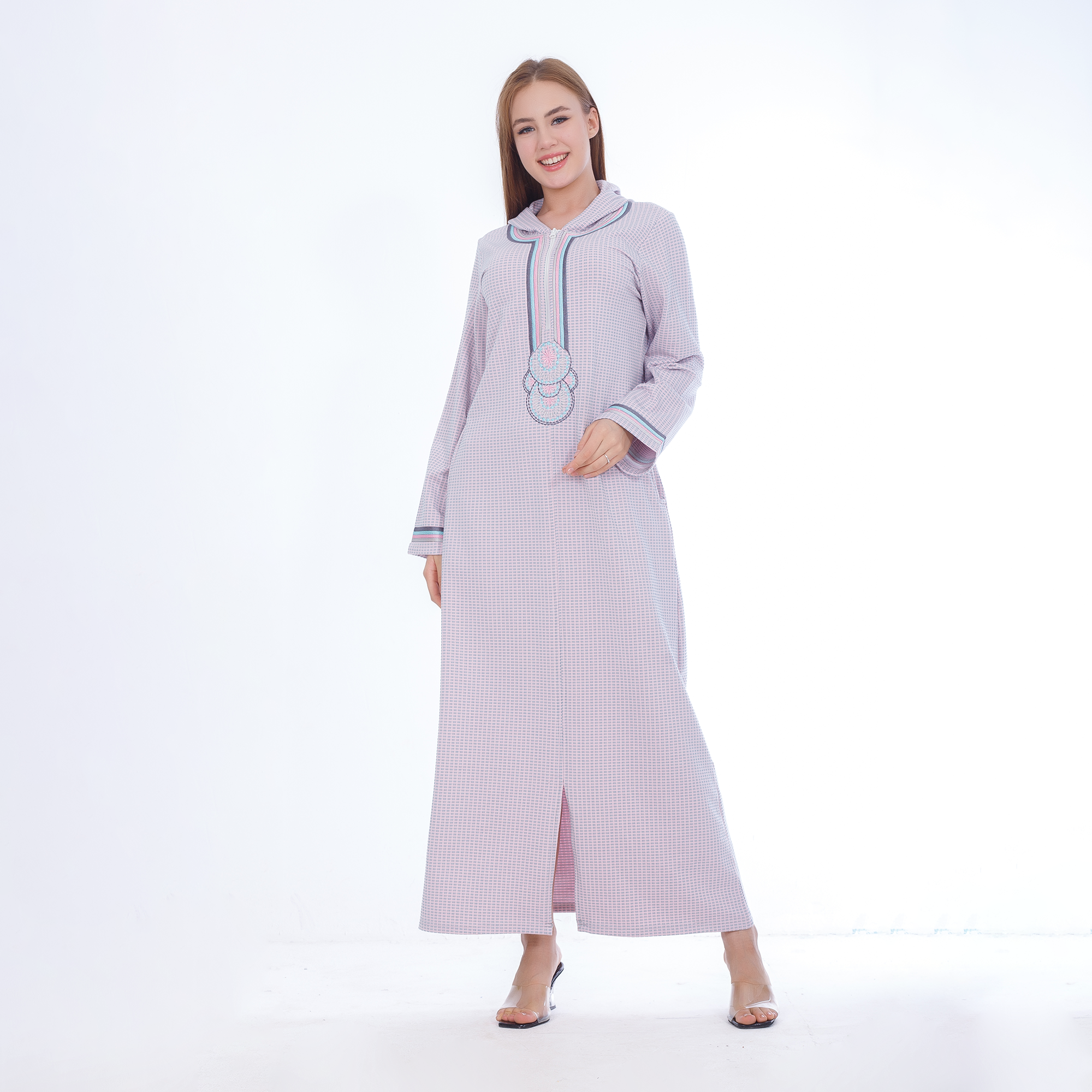 Winter Abaya – Zipper Chest-Embroidered Design