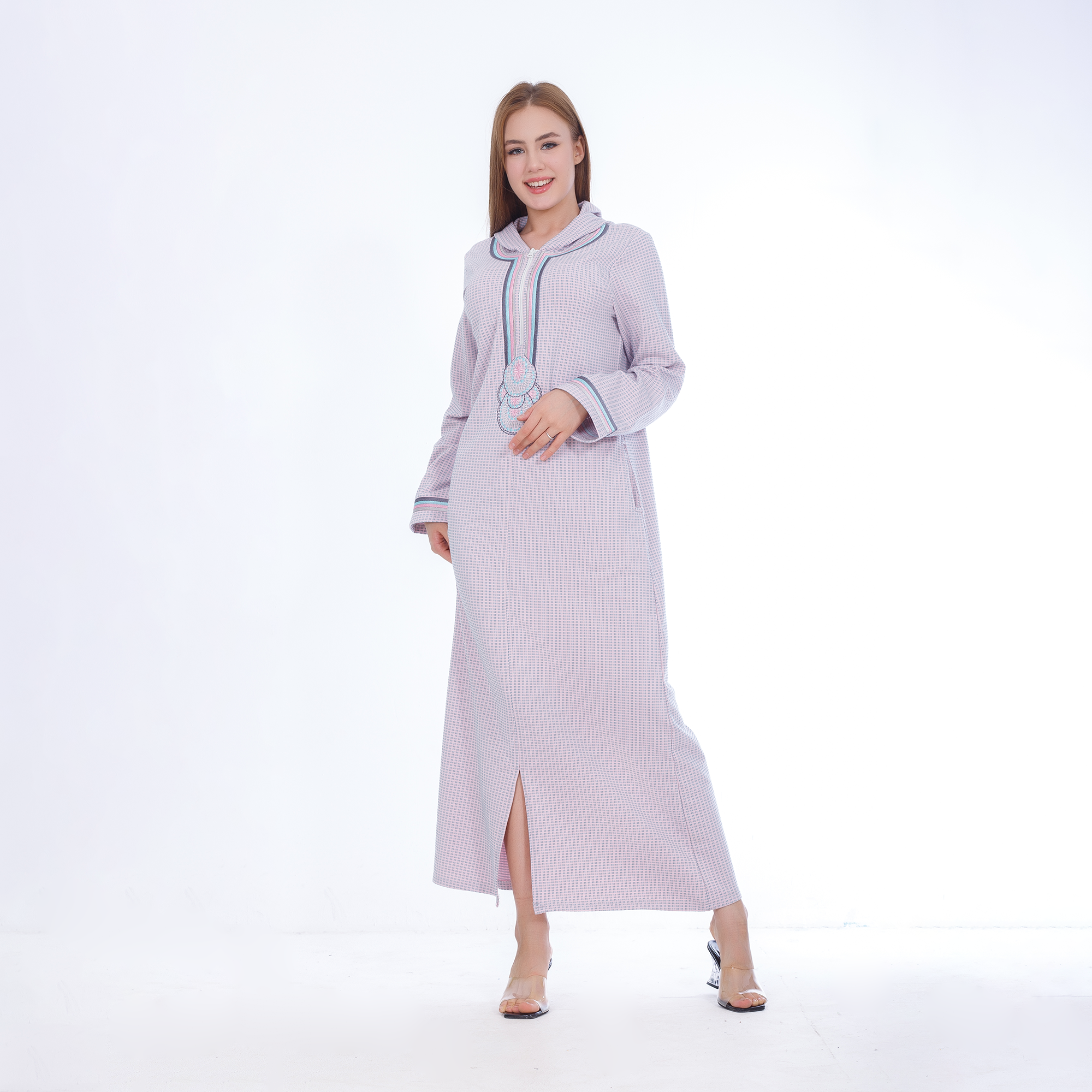 Winter Abaya – Zipper Chest-Embroidered Design