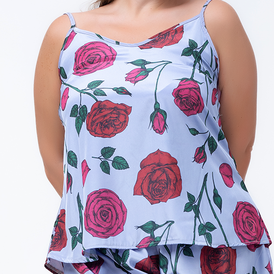 Printed Satin Short Pajama Set