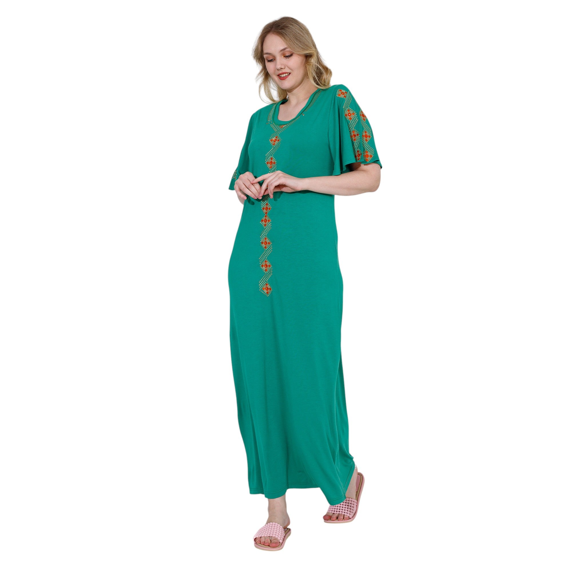 Embroidered Patterned Nightgown