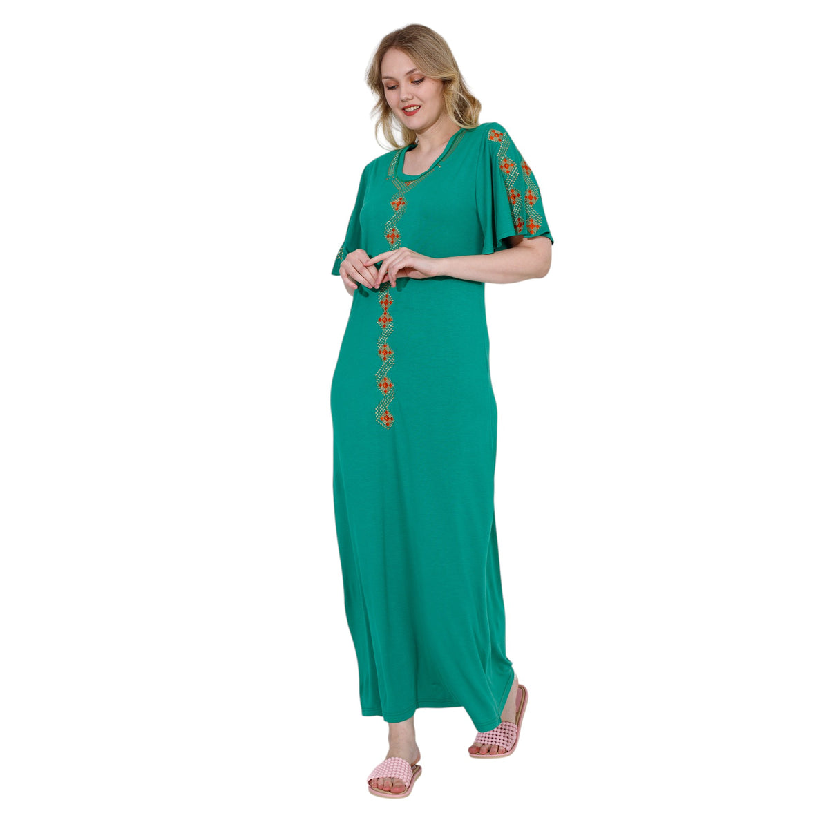 Embroidered Patterned Nightgown