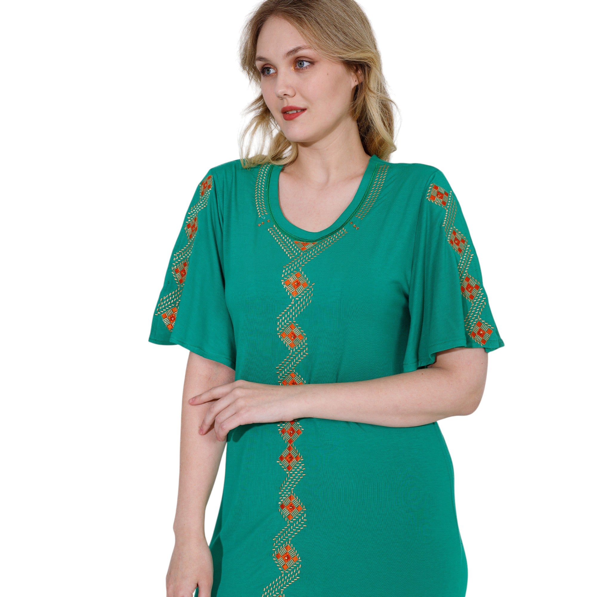 Embroidered Patterned Nightgown
