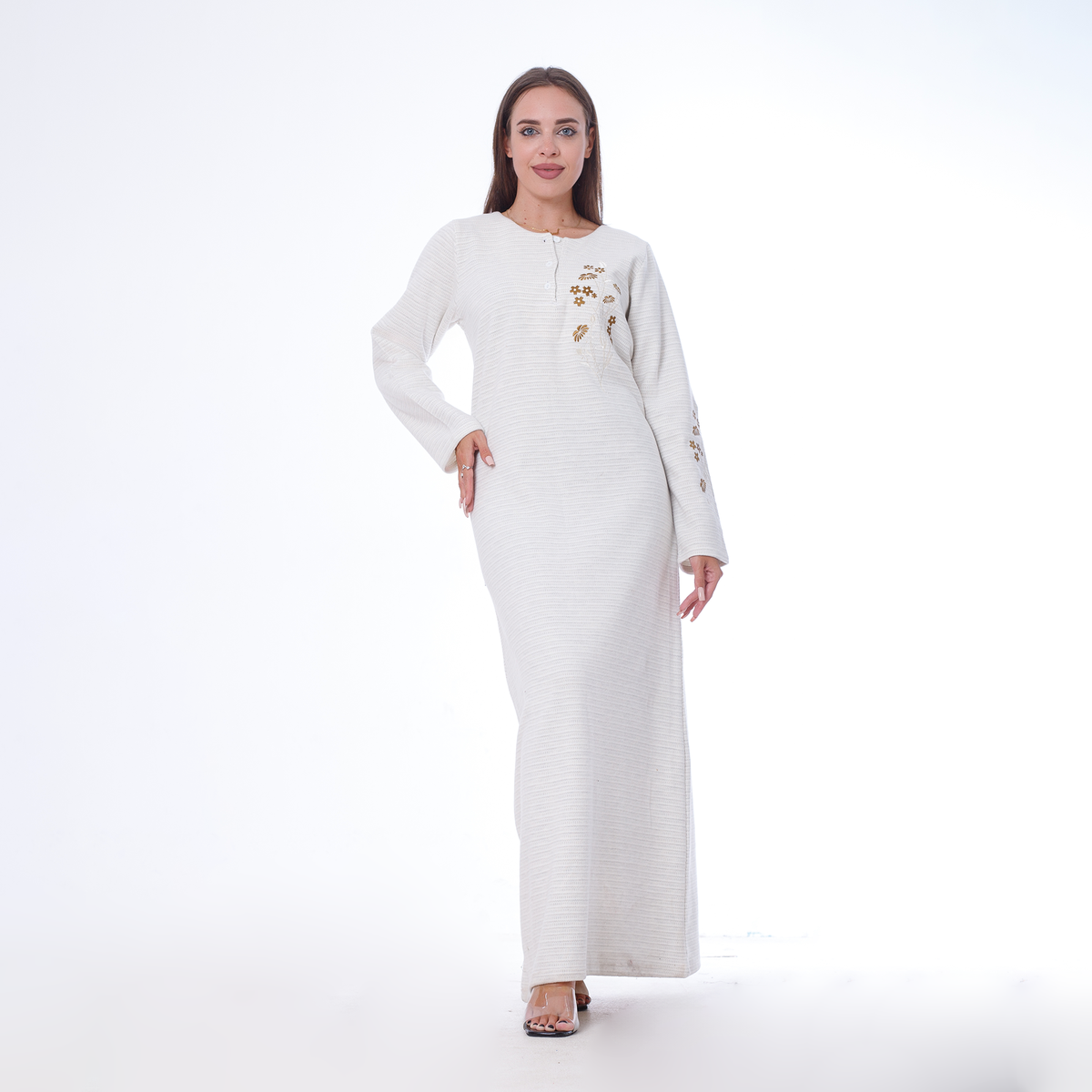 Reem Floral Embroidered Melton Abaya | FW26