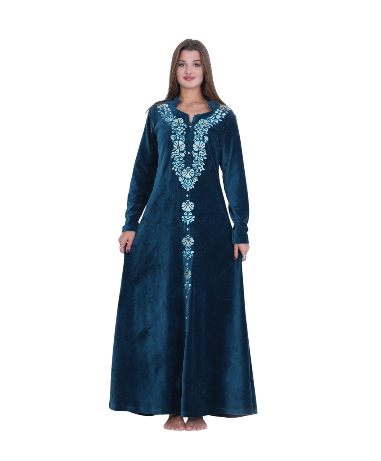 Velvet Embroidered Abaya – Elegant & Timeless Design