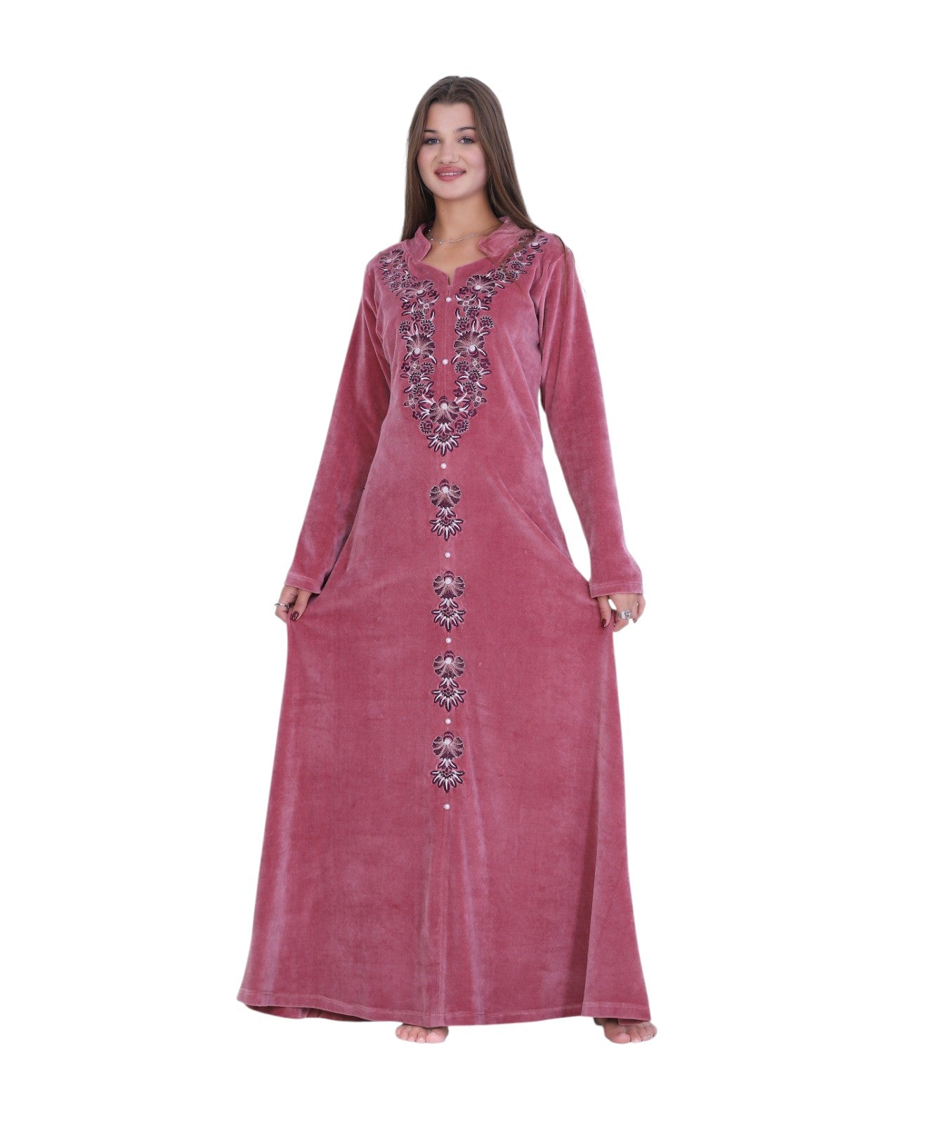 Velvet Embroidered Abaya – Elegant & Timeless Design